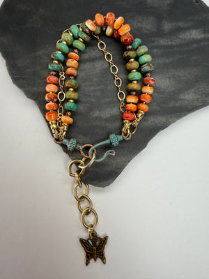 Kingman Turquoise & Spiny Oyster Bracelet