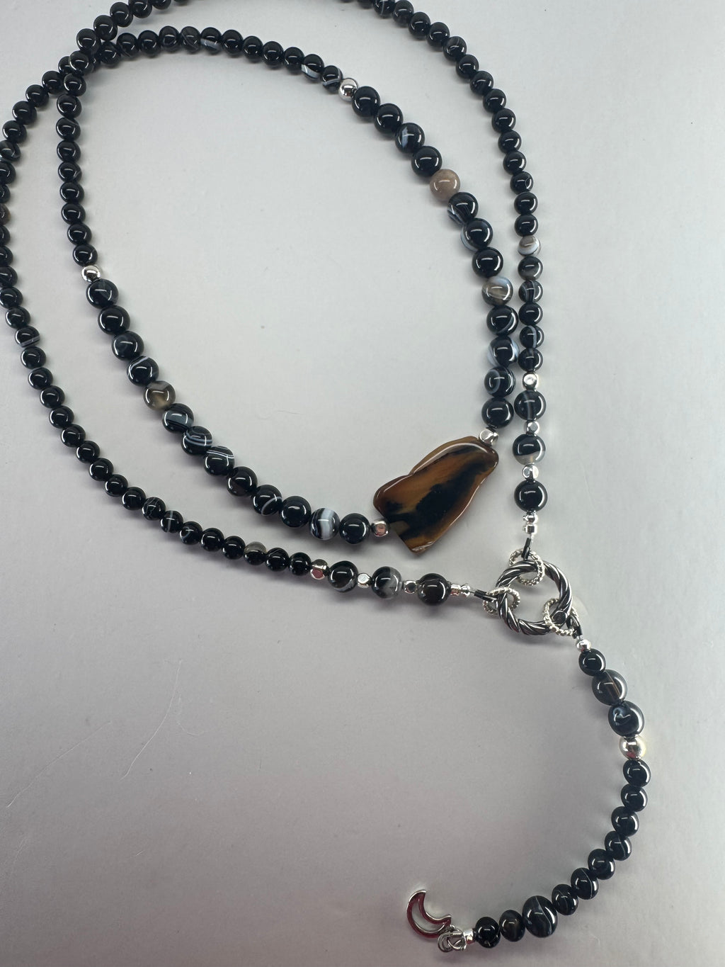 Black Botswana Agate Signature Wrap Necklace with Agate focal