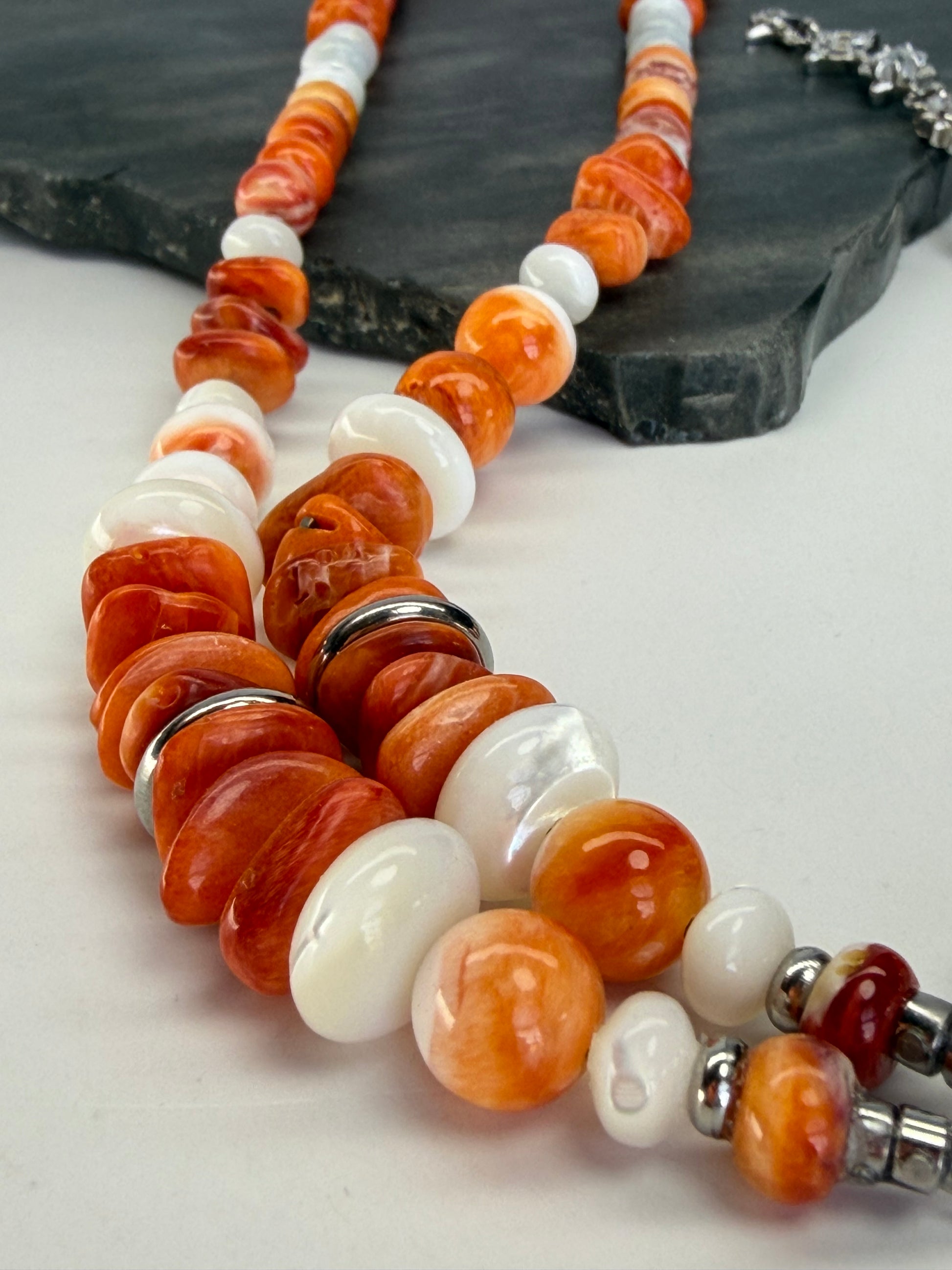 Baja Spiny Oyster & Mother of Pearl Necklace