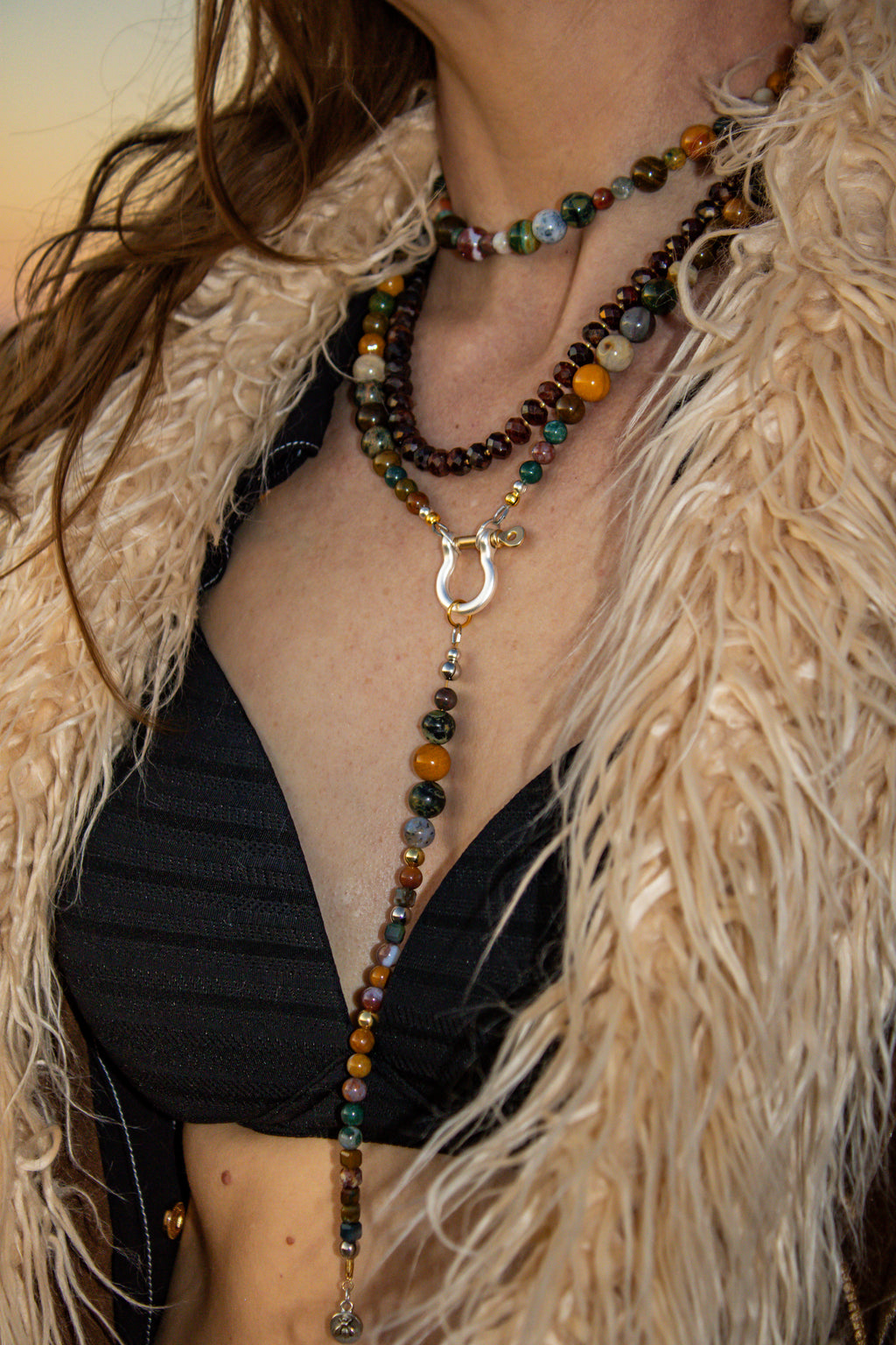 Faceted Garnet Necklace with Vermeil Gold Clasp