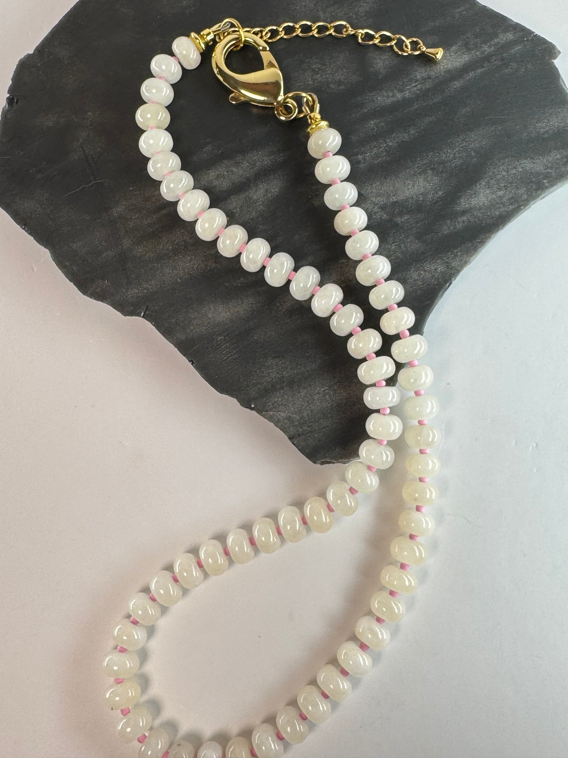 White Jade Rondel Necklace