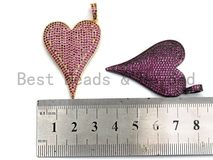 CZ Fuchsia Micro Pave Large Heart Charm/Pendant
