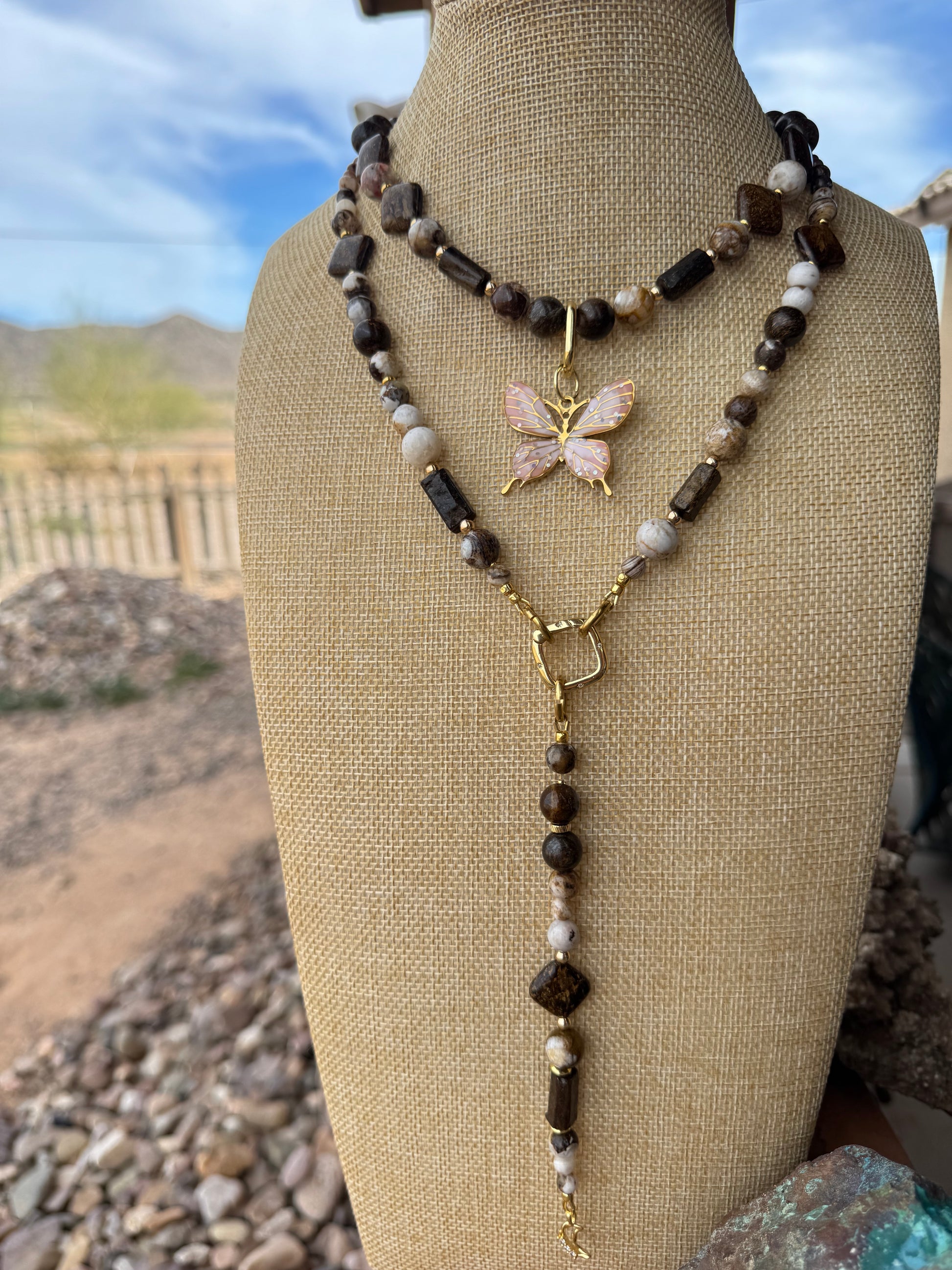 Coffee Jasper + Bronzite Signature Wrap Necklace