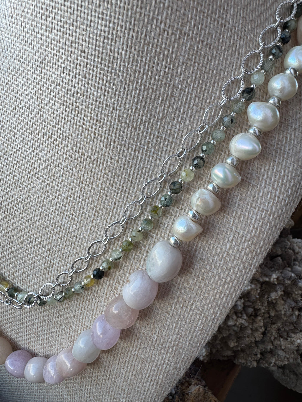 Morganite, Freshwater Pearl and Tourmaline Convertible Necklace