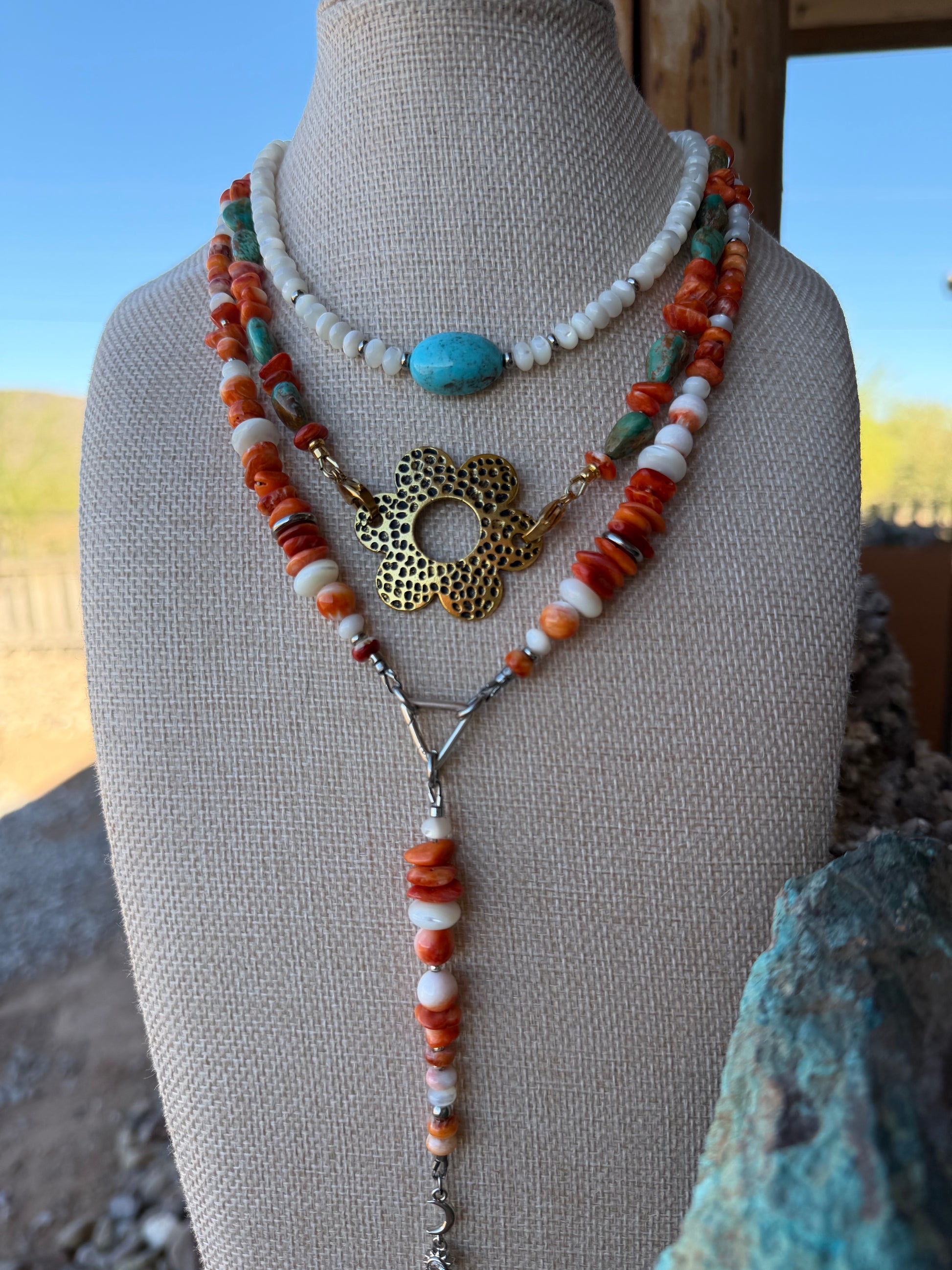 Baja Spiny Oyster & Mother of Pearl Necklace