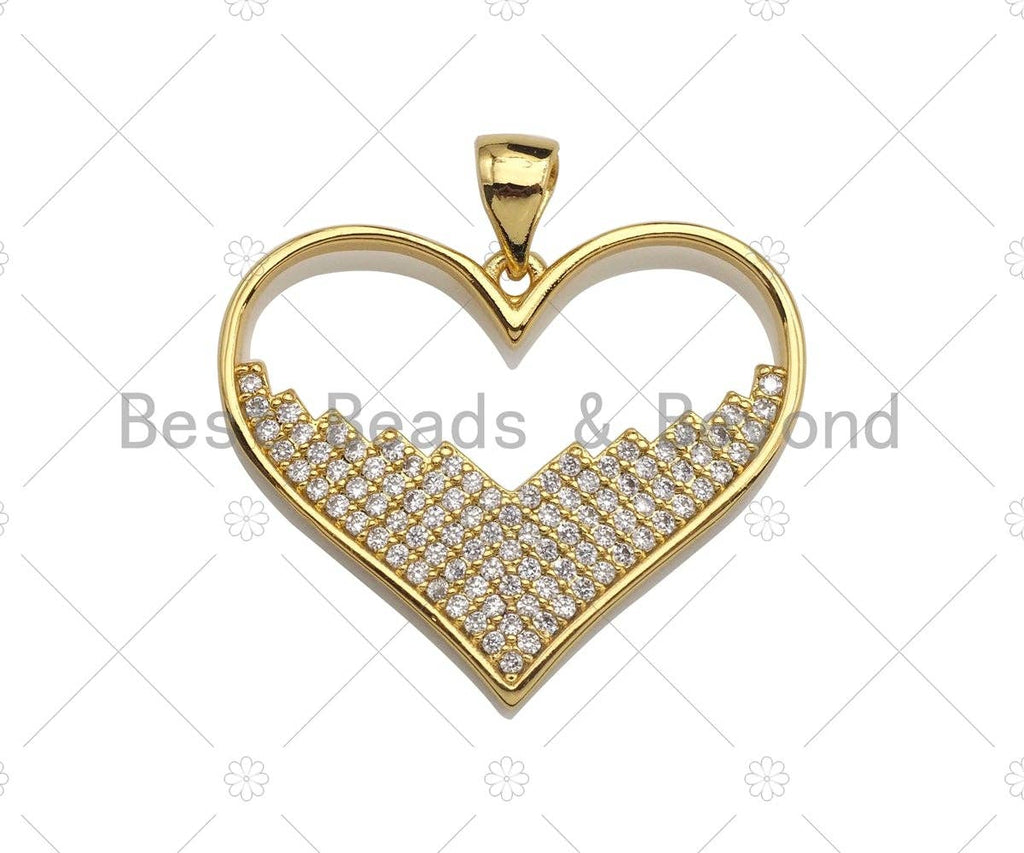18K Gold Large Heart Shape Charm or Pendant