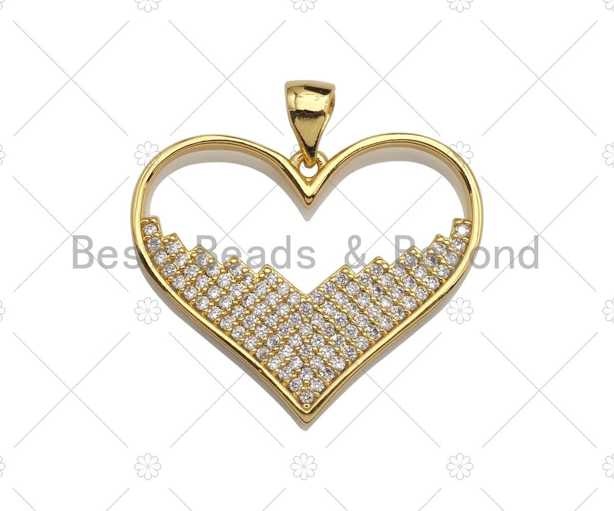 18K Gold Large Heart Shape Charm or Pendant