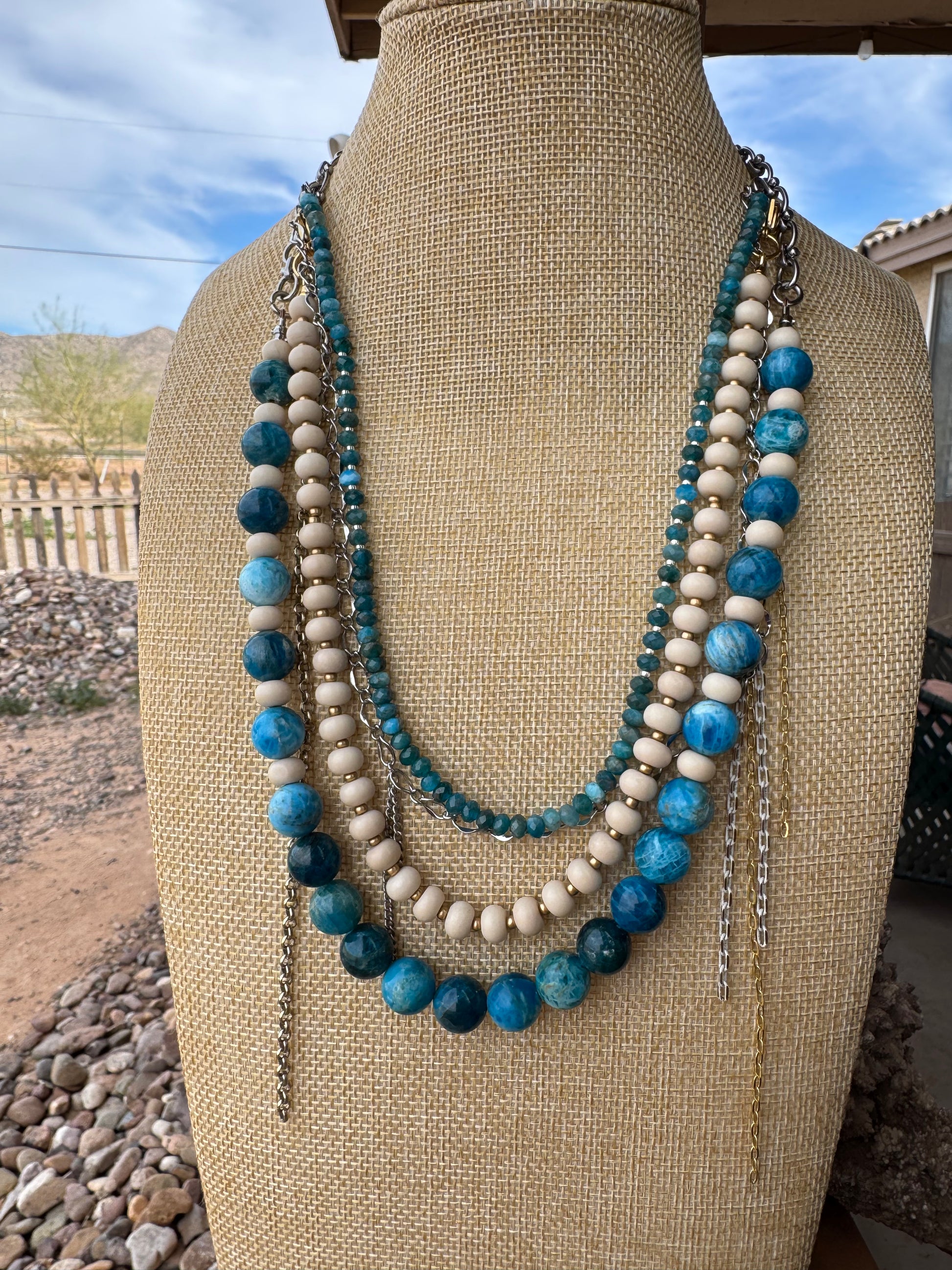 Blue Apatite & Bamboo Coral Evolve Necklace