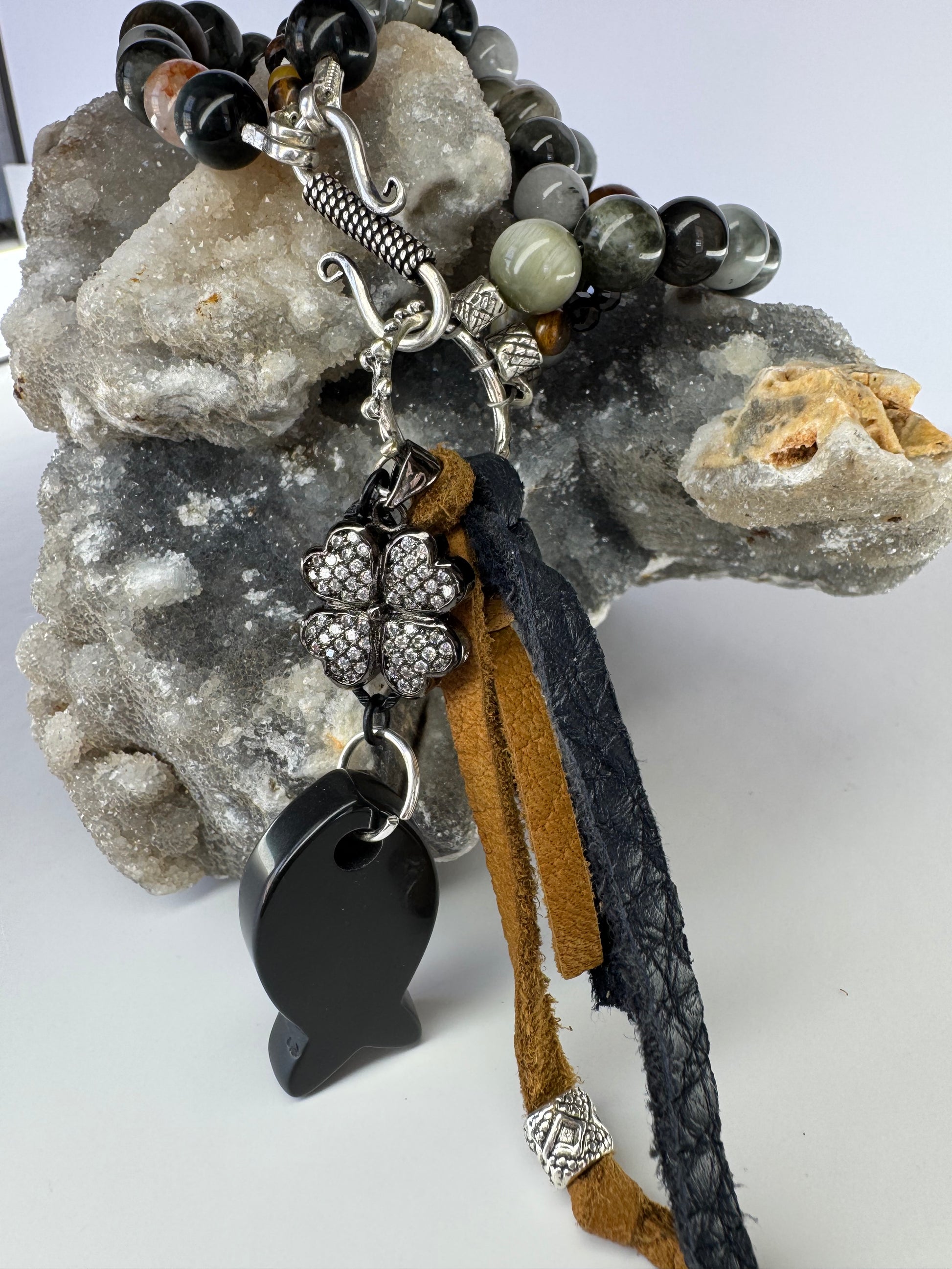 Eagle Eye & Tiger’s Eye Boho Multi Strand Bracelet