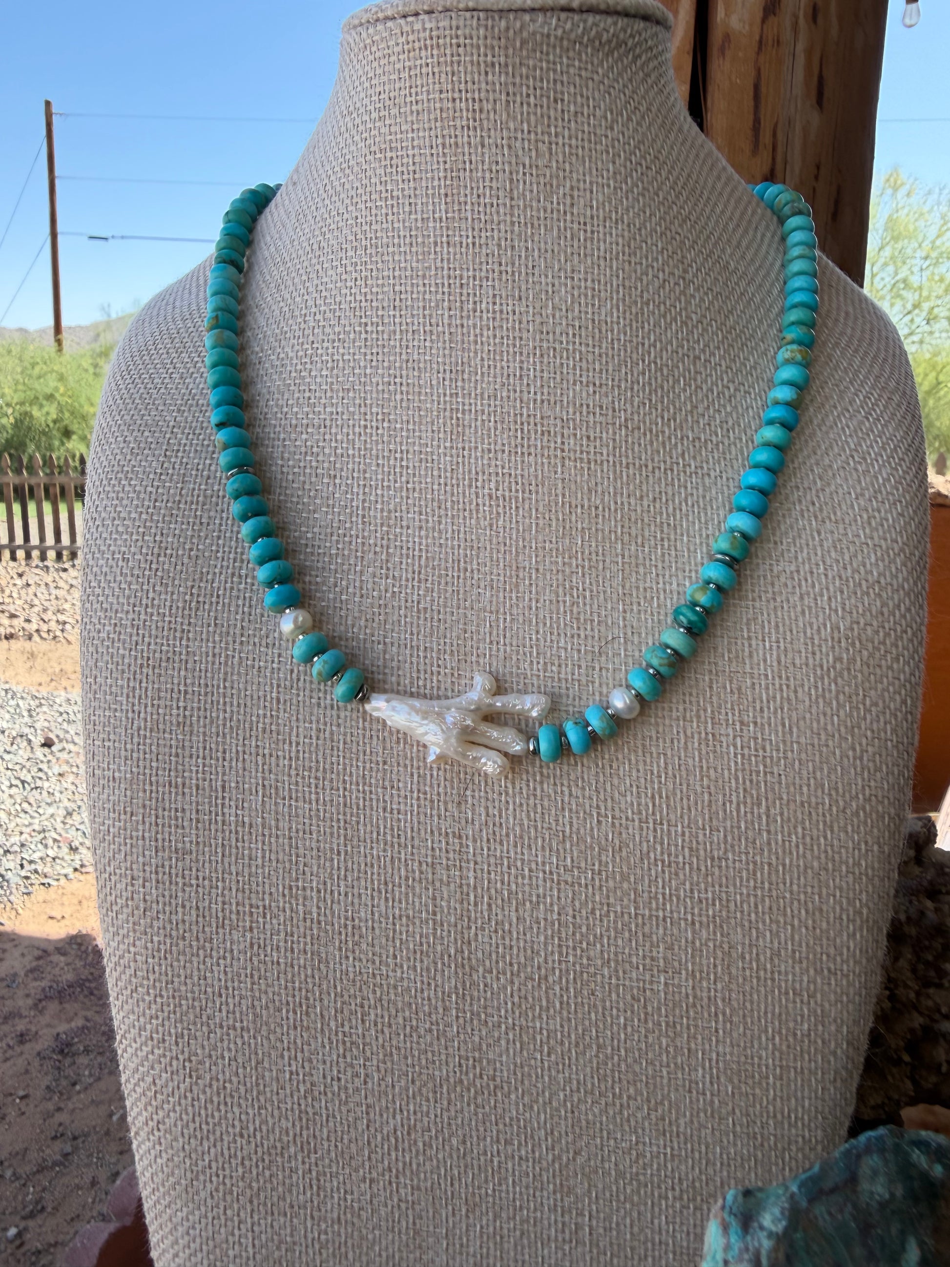 Kingman Rondel with Fresh Water Pearl