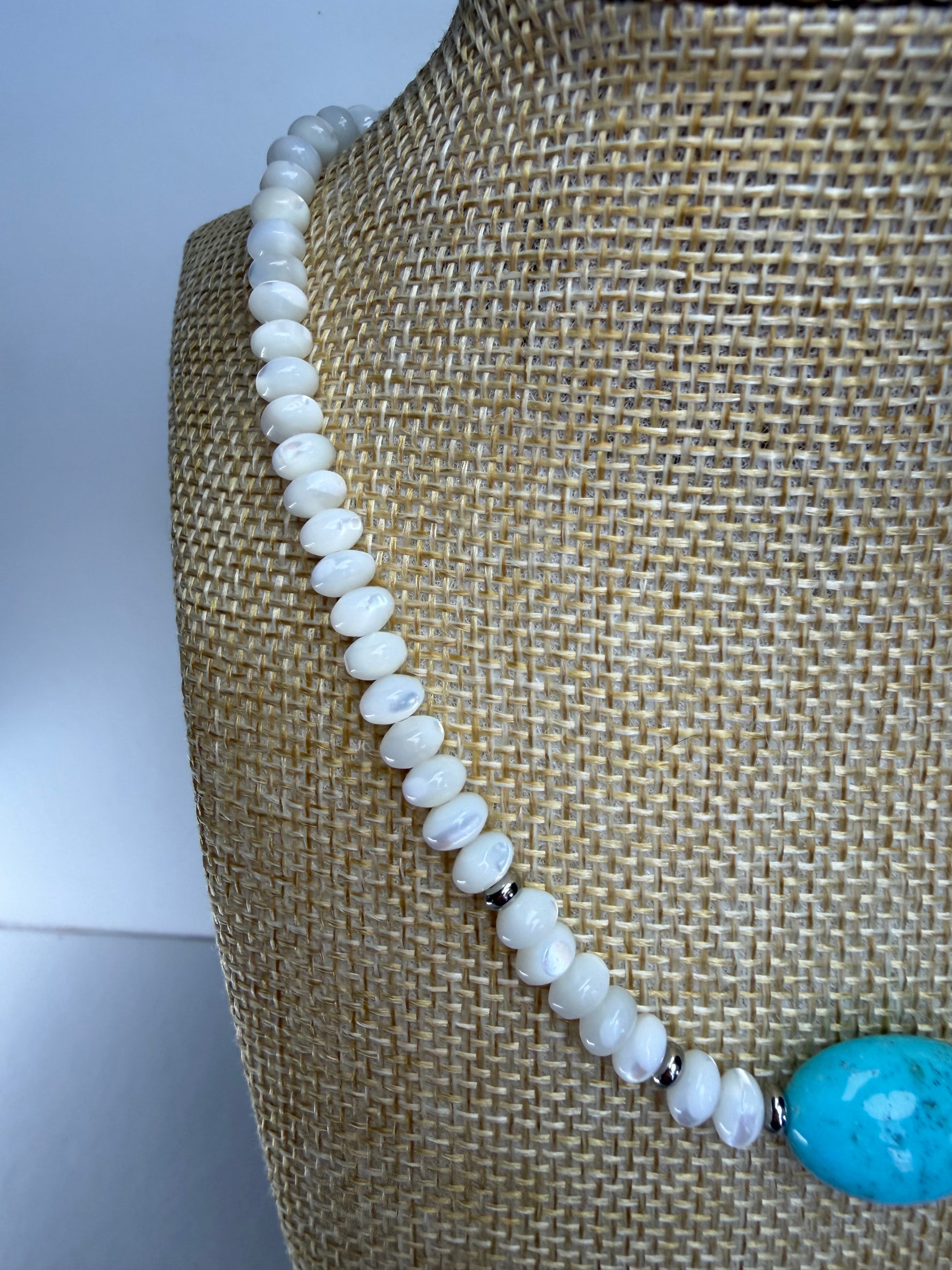 Kingman Turquoise & Baja Mother of Pearl Necklace