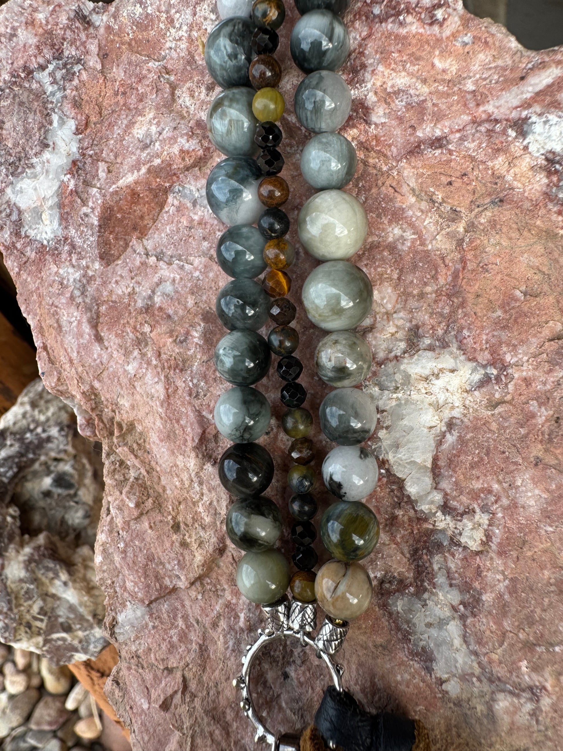 Eagle Eye & Tiger’s Eye Boho Multi Strand Bracelet