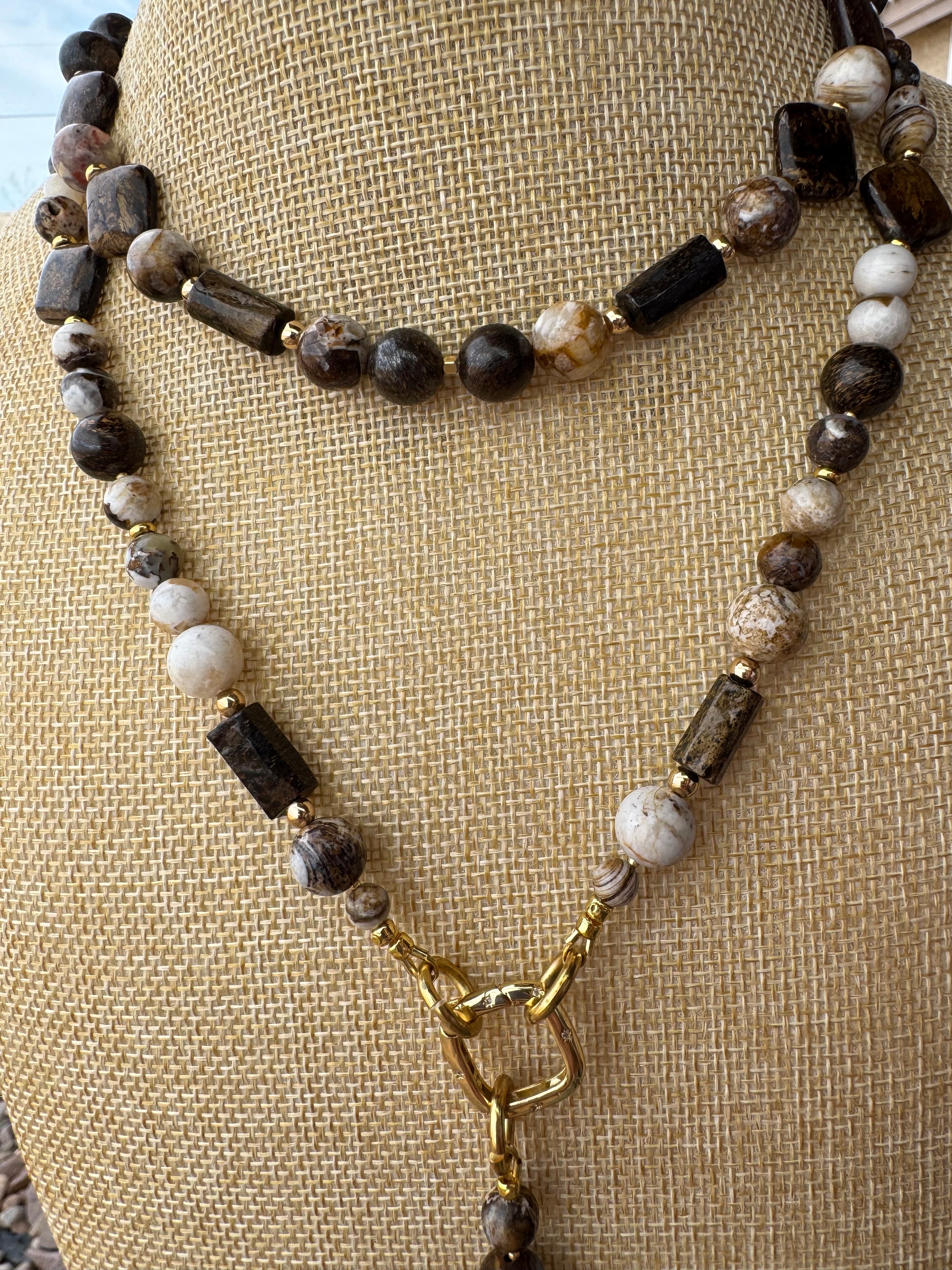 Coffee Jasper + Bronzite Signature Wrap Necklace