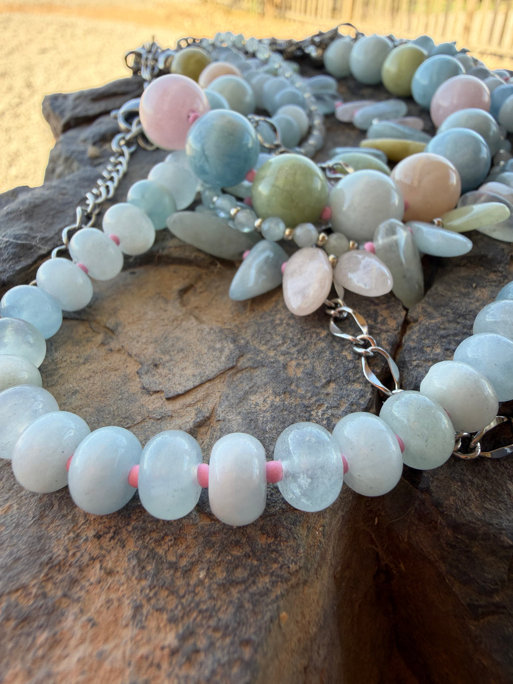 Aquamarine & Morganite Evolve Necklace