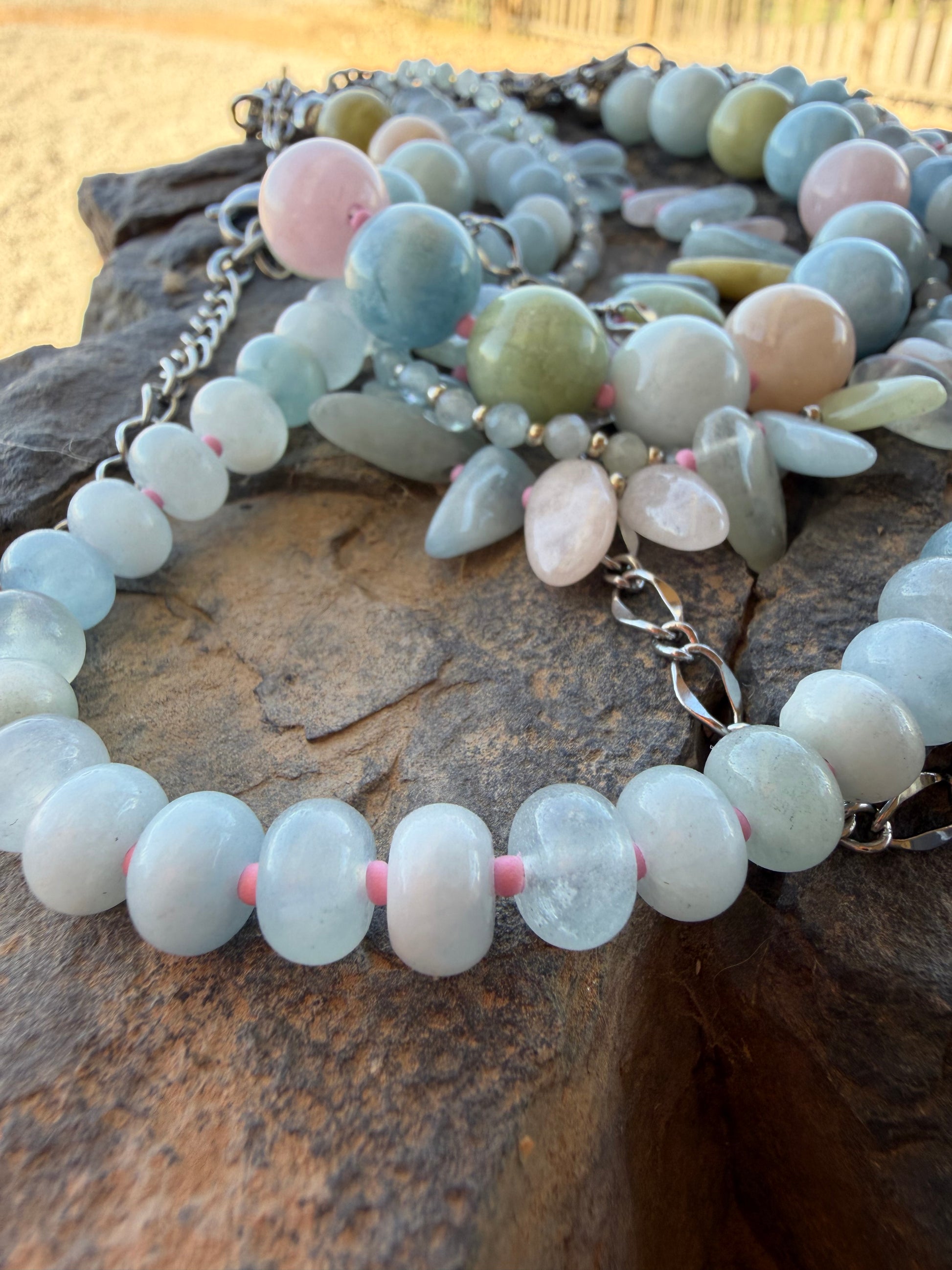 Aquamarine & Morganite Evolve Necklace
