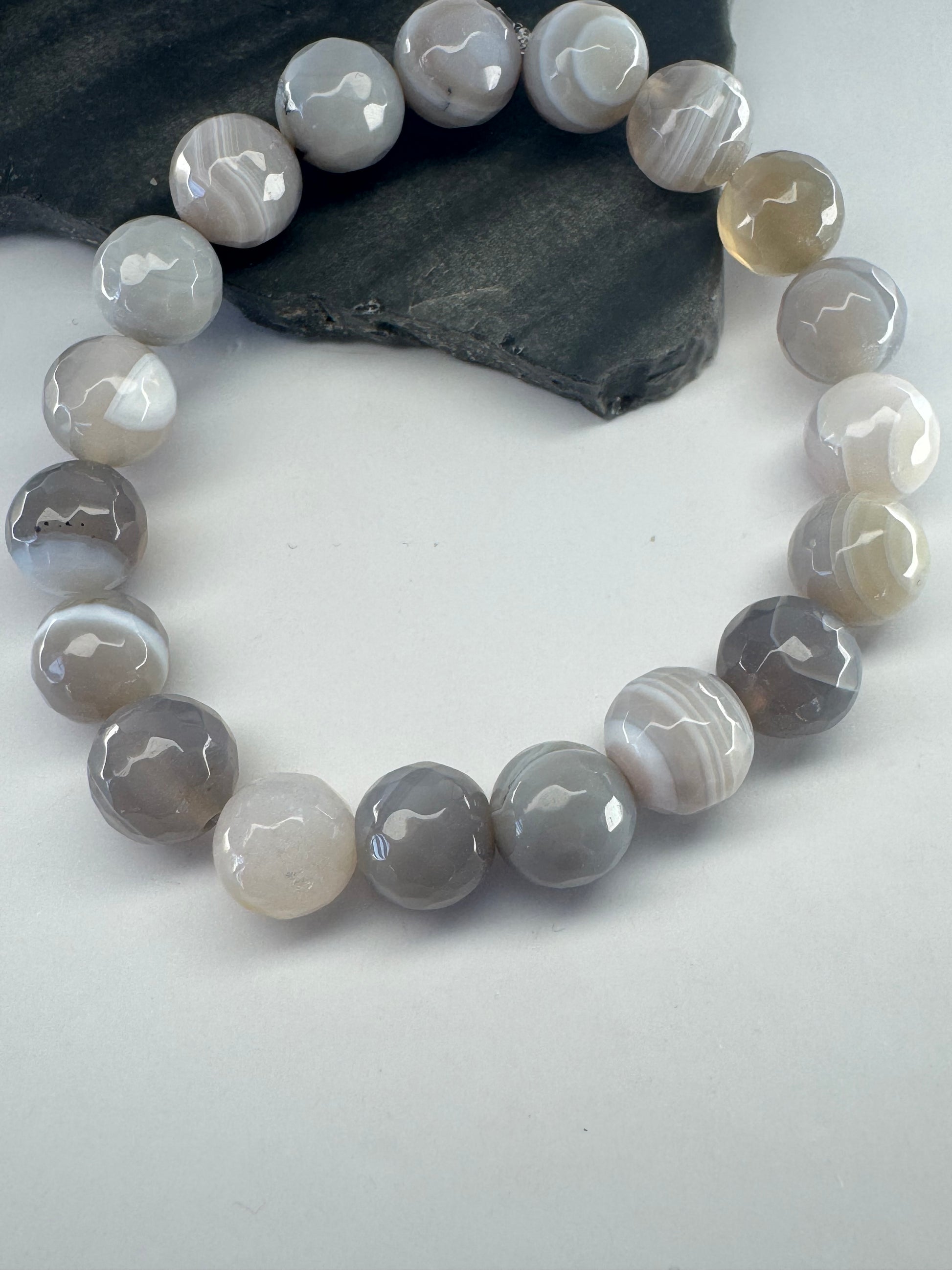 Gray Faceted Botswana Agate