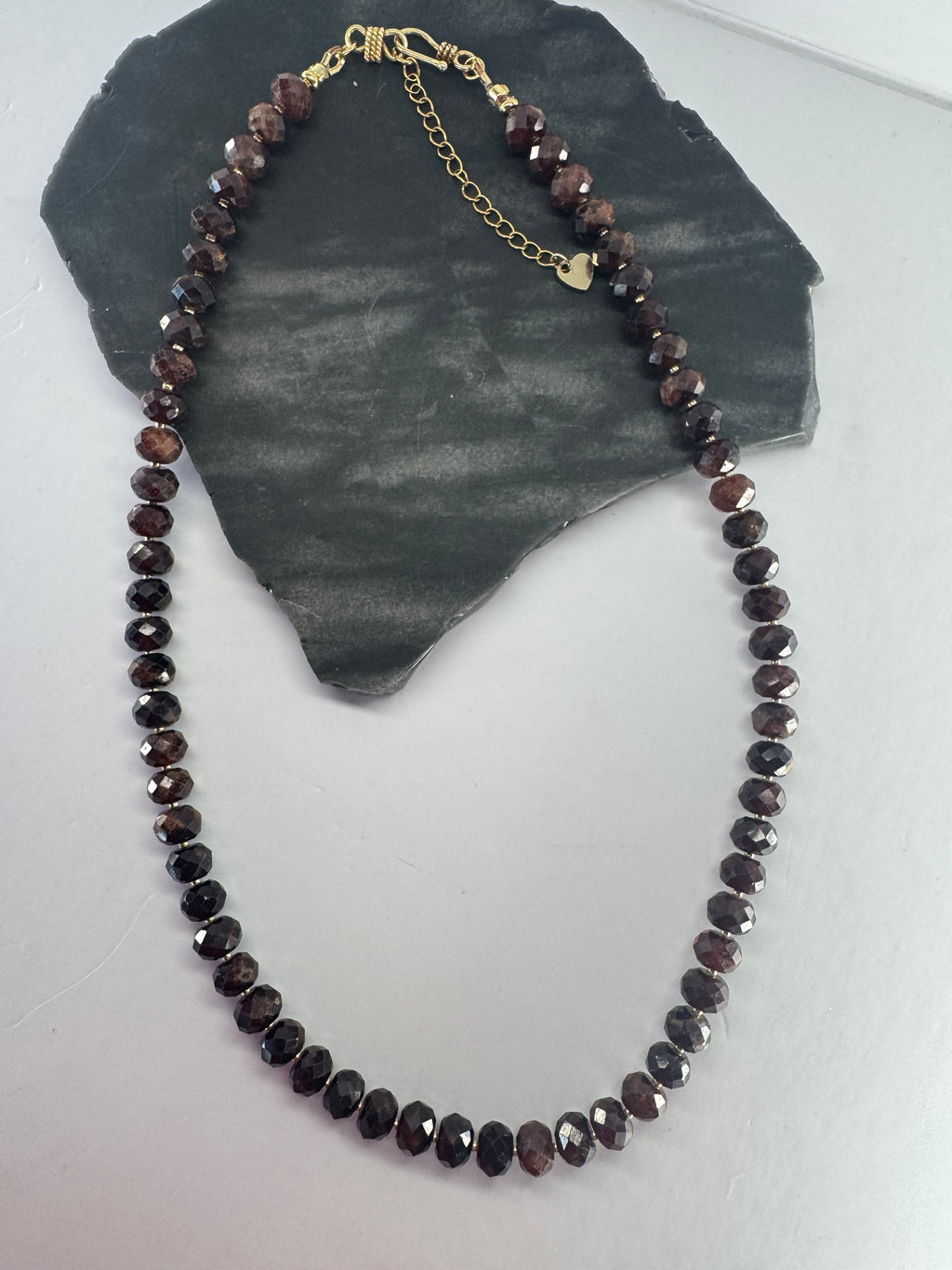 Faceted Garnet Necklace with Vermeil Gold Clasp