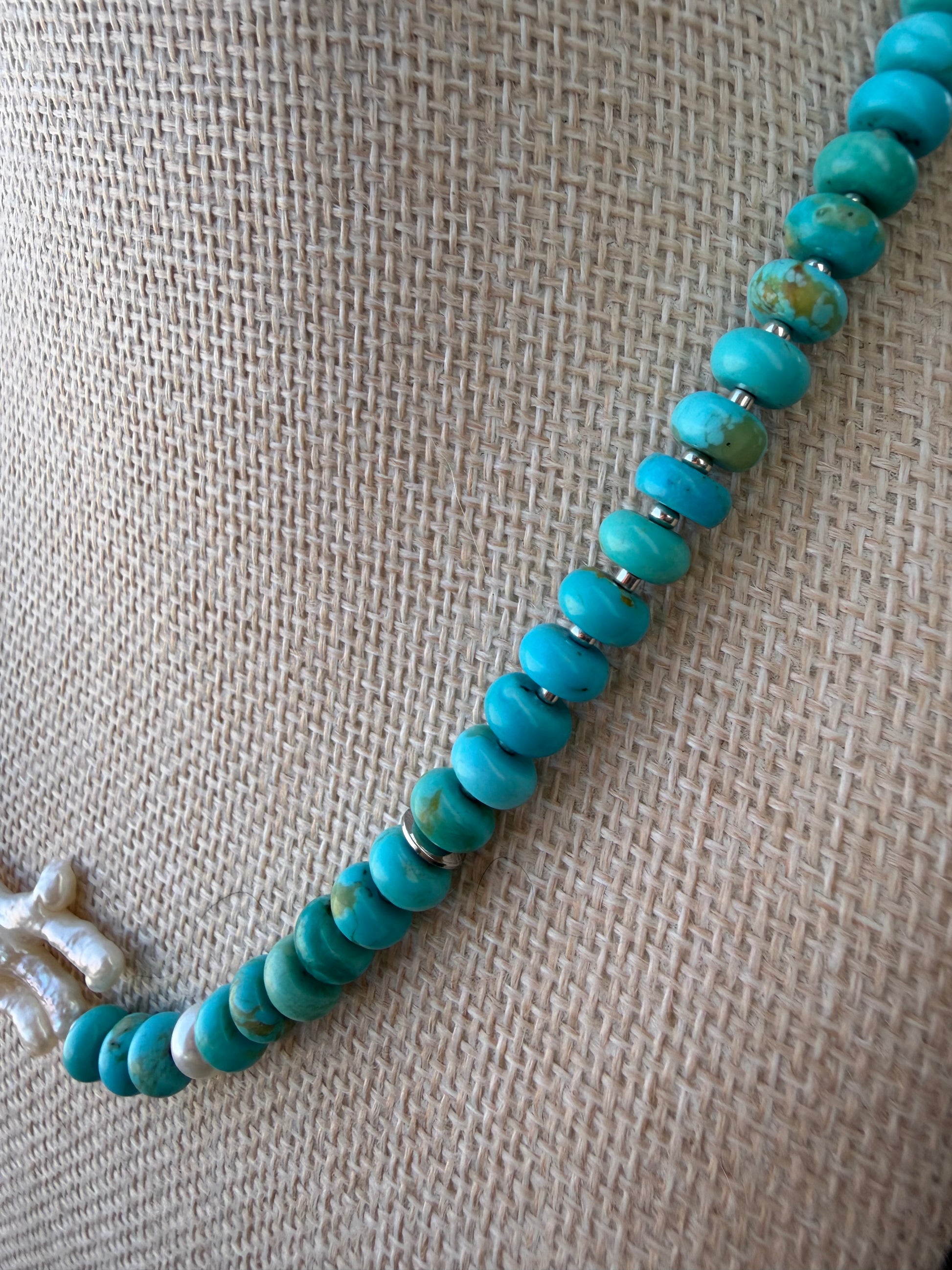 Kingman Rondel with Fresh Water Pearl
