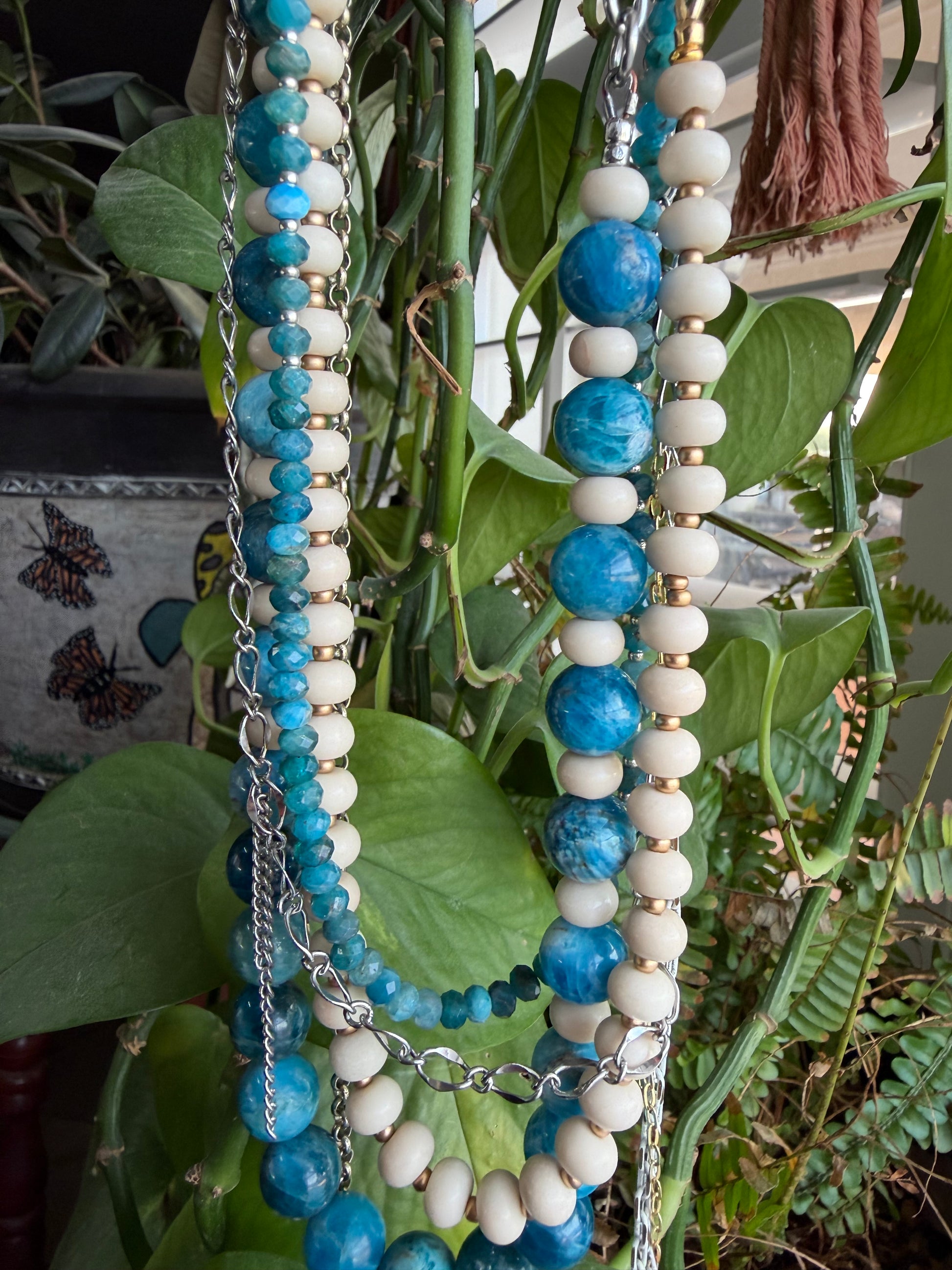 Blue Apatite & Bamboo Coral Evolve Necklace
