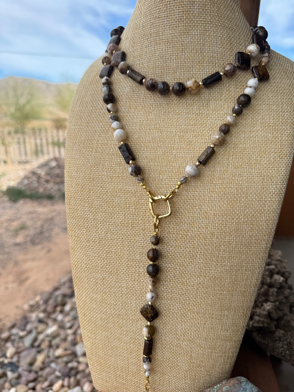 Coffee Jasper + Bronzite Signature Wrap Necklace