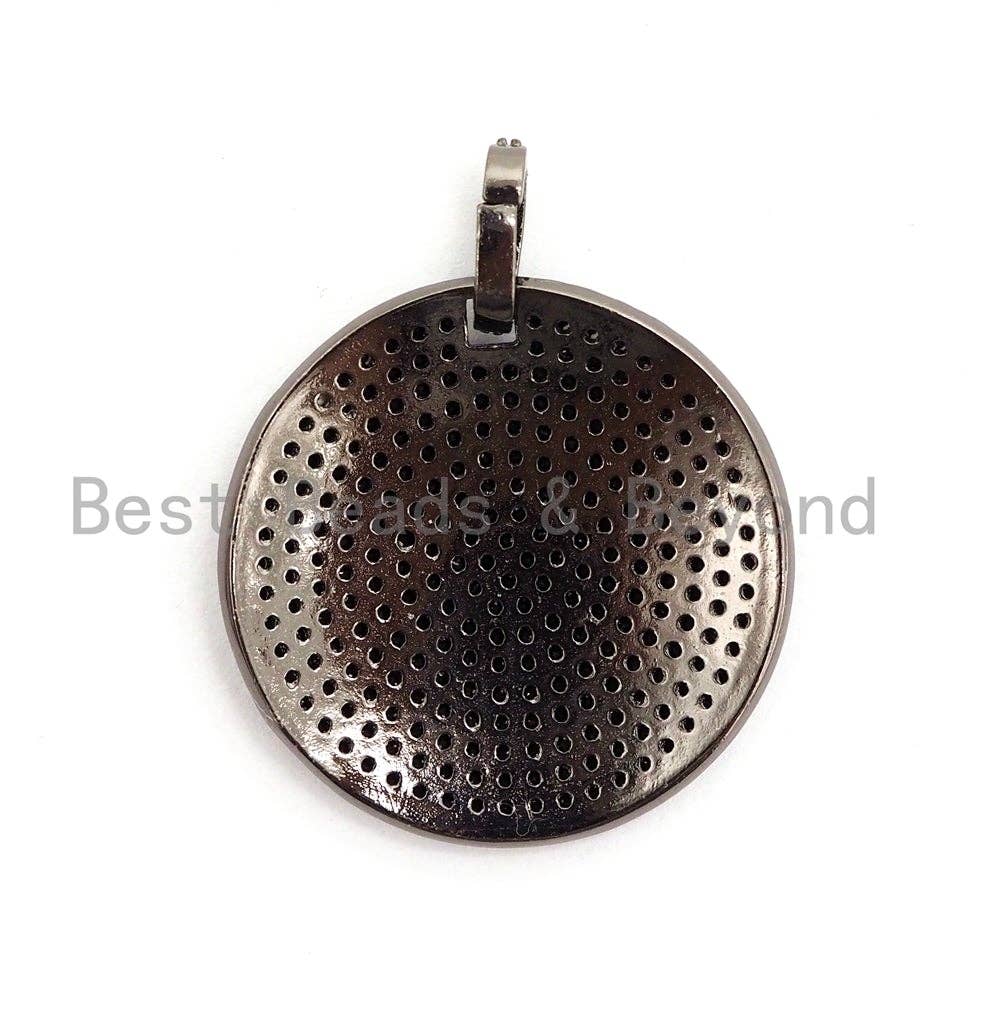 CZ Fully Micro Pave Large Disc Charm / Pendant