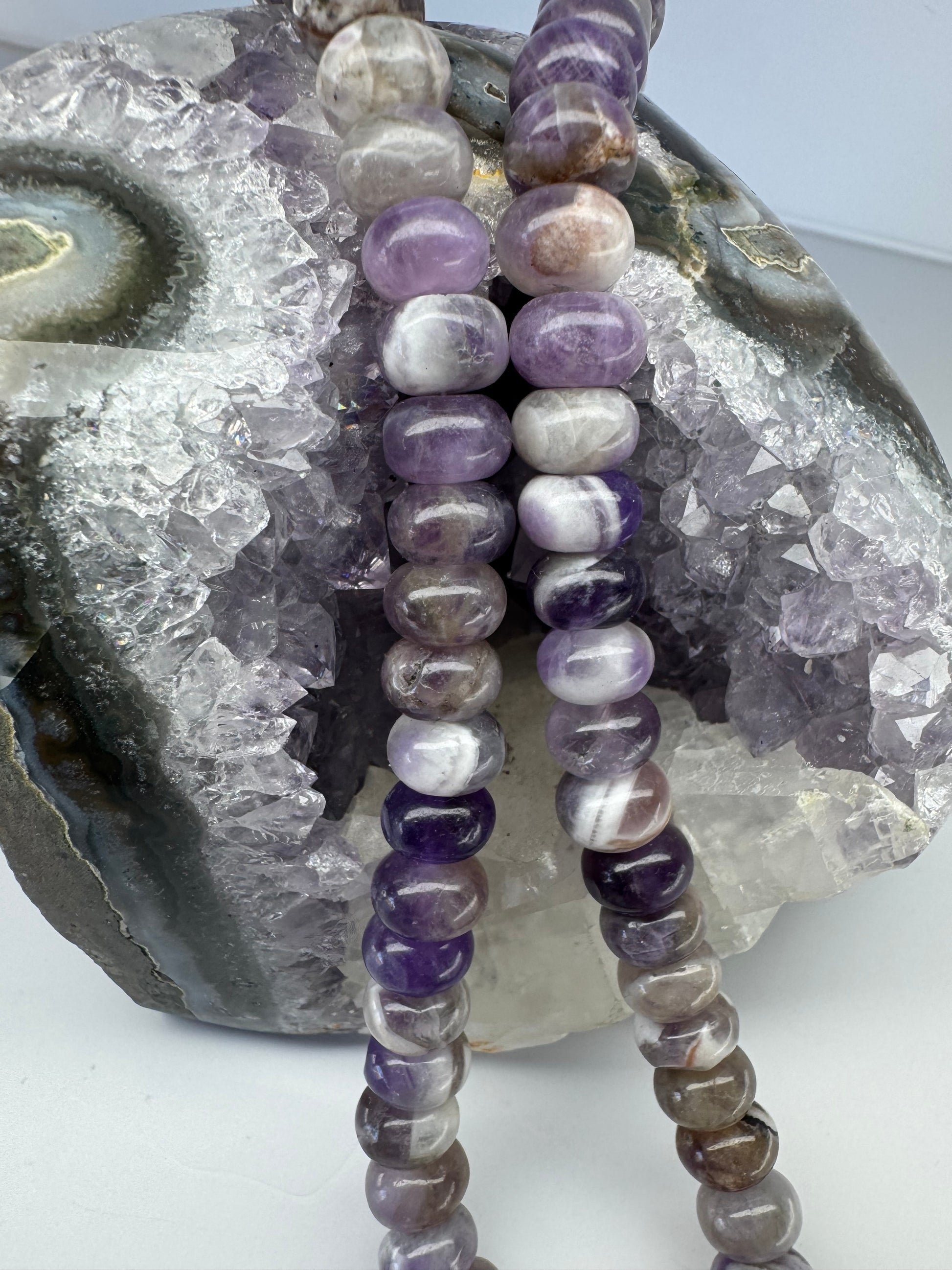 Chevron Amethyst Moon Necklace (w/ stainless removable charm clasp)
