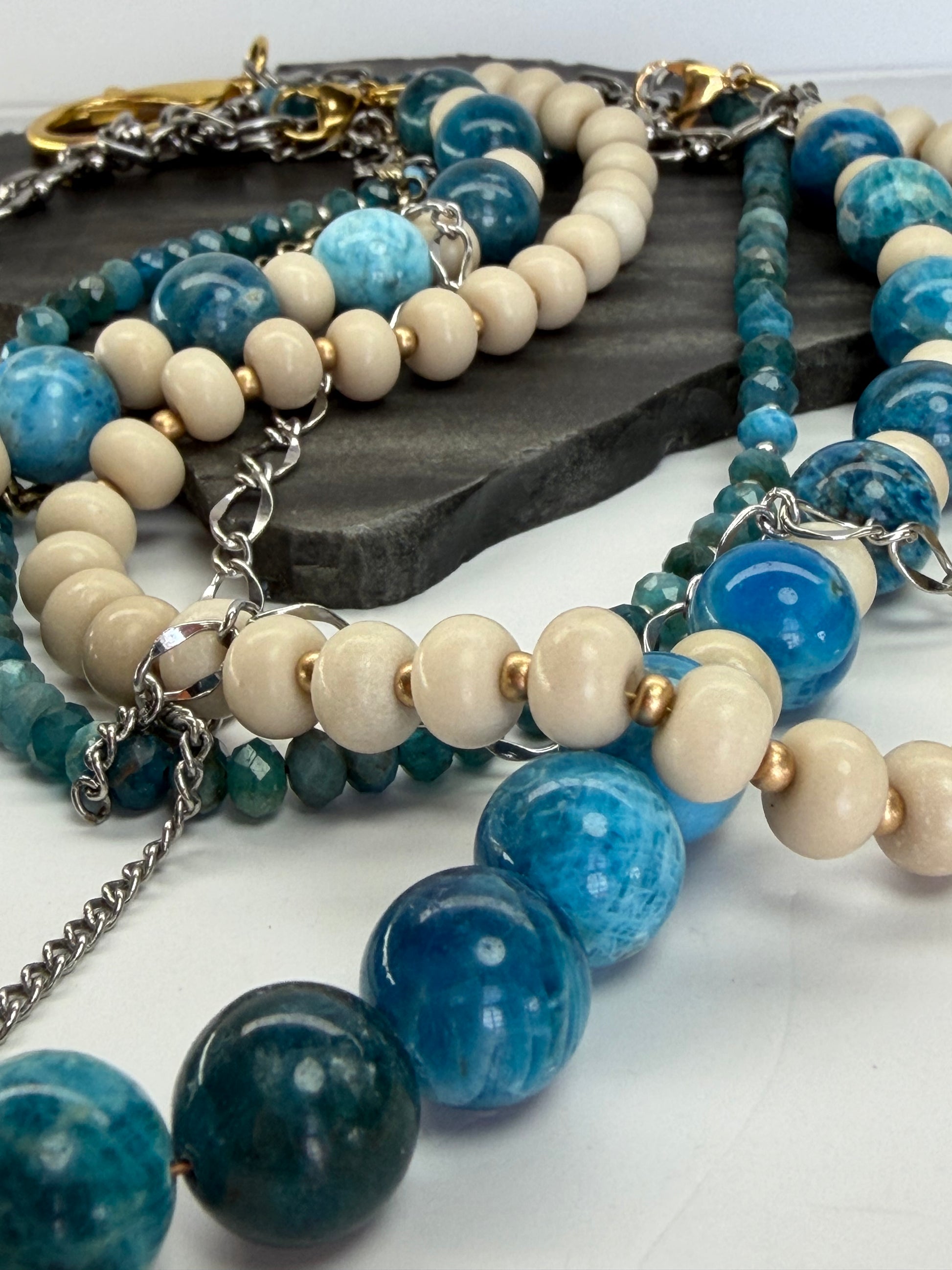 Blue Apatite & Bamboo Coral Evolve Necklace