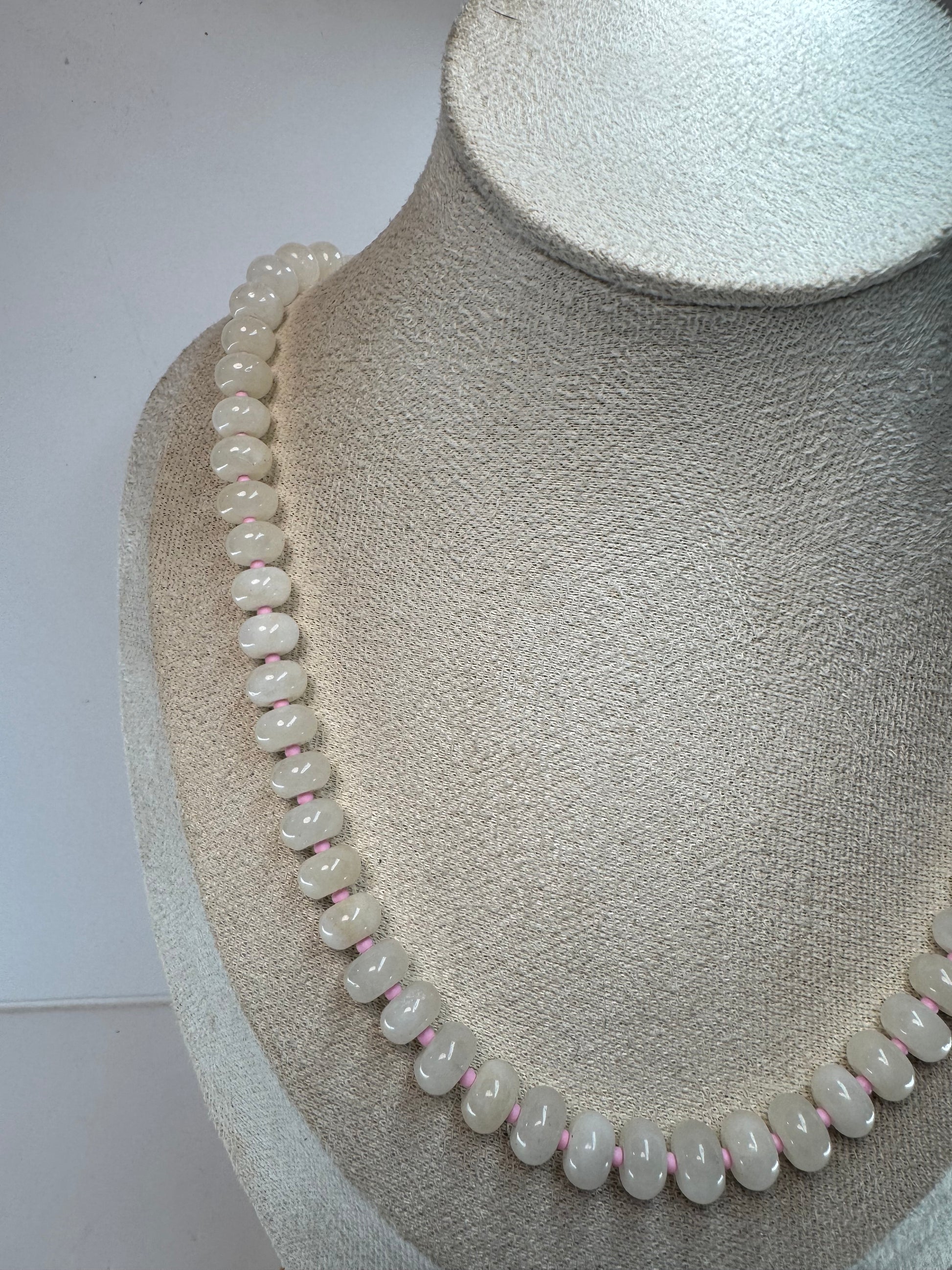 White Jade Rondel Necklace