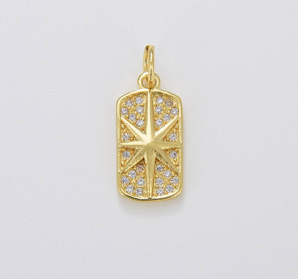 Starburst Tag Charm, Gold Filled North Star Charm / Pendant