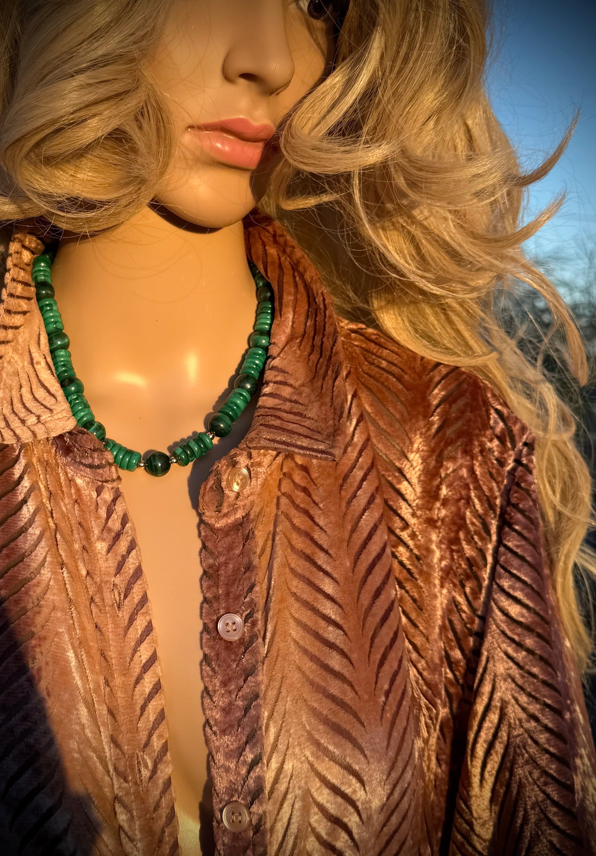 Malachite Necklace – 17” with 3.25” Gold-Plated Extender