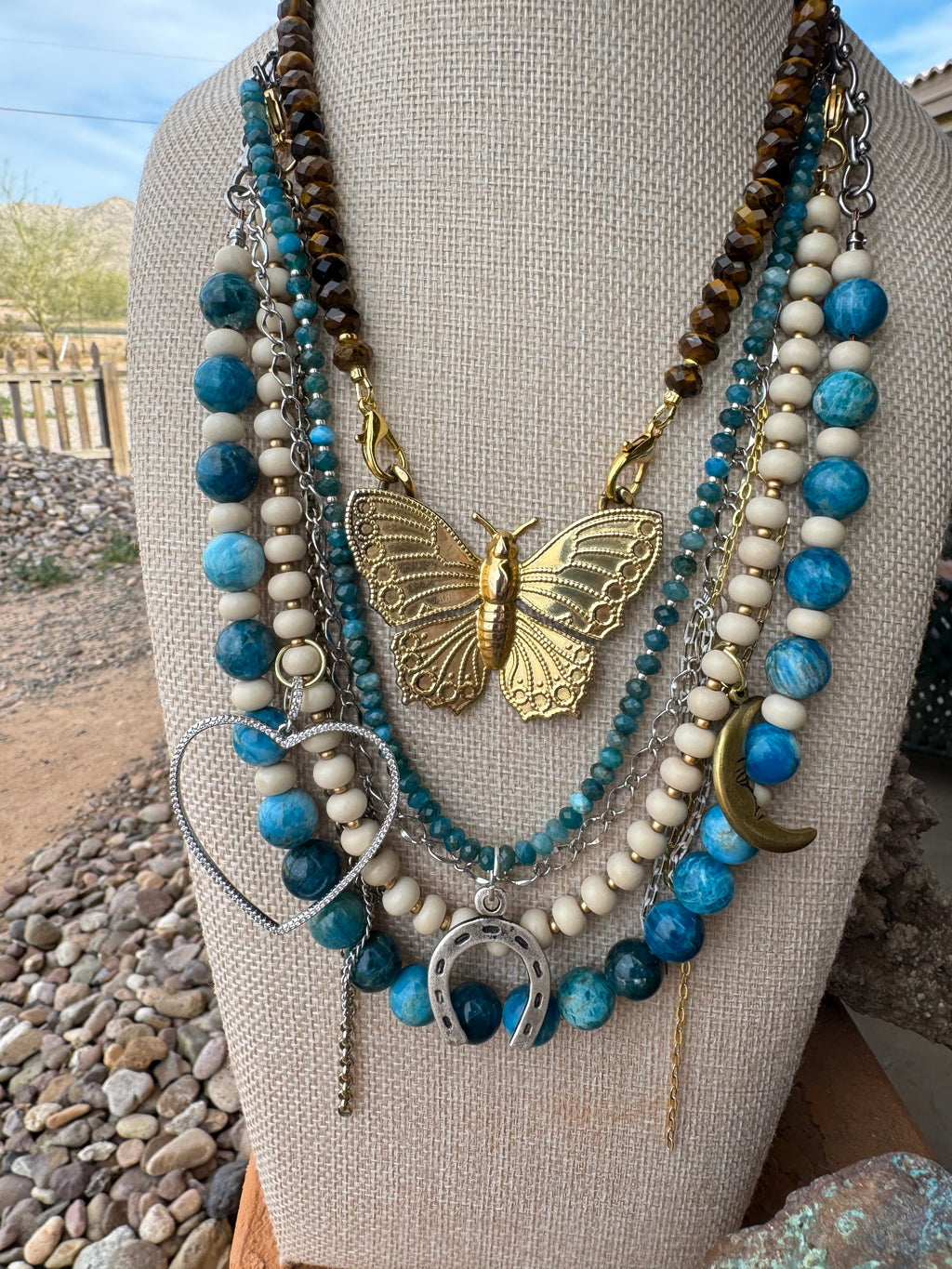 Blue Apatite & Bamboo Coral Evolve Necklace