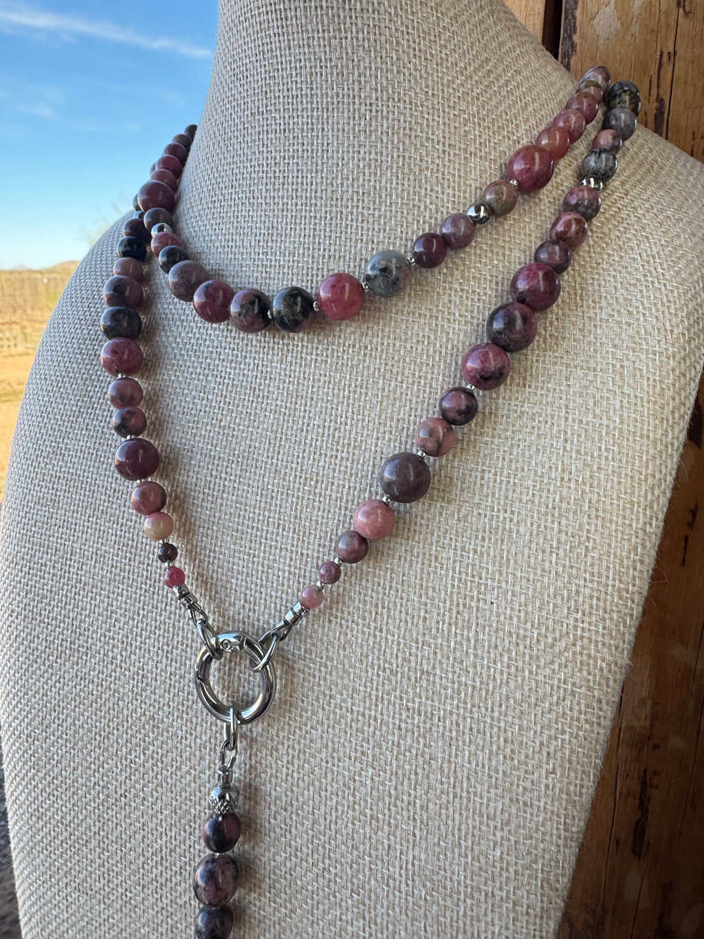 Rhodonite with Matrix Wrap Necklace