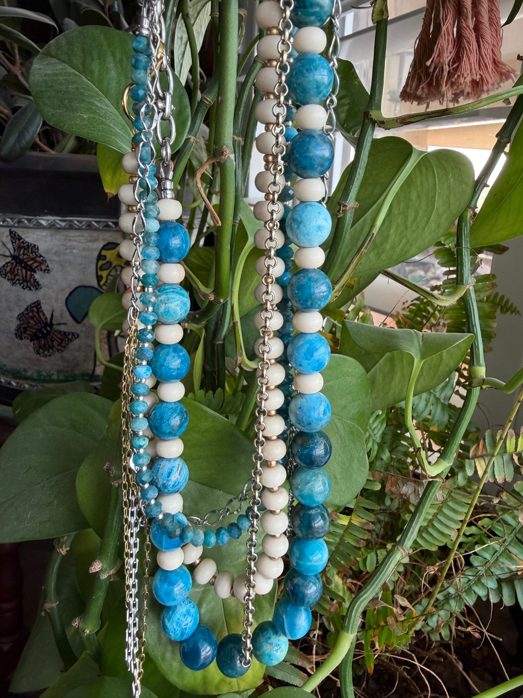 Blue Apatite & Bamboo Coral Evolve Necklace