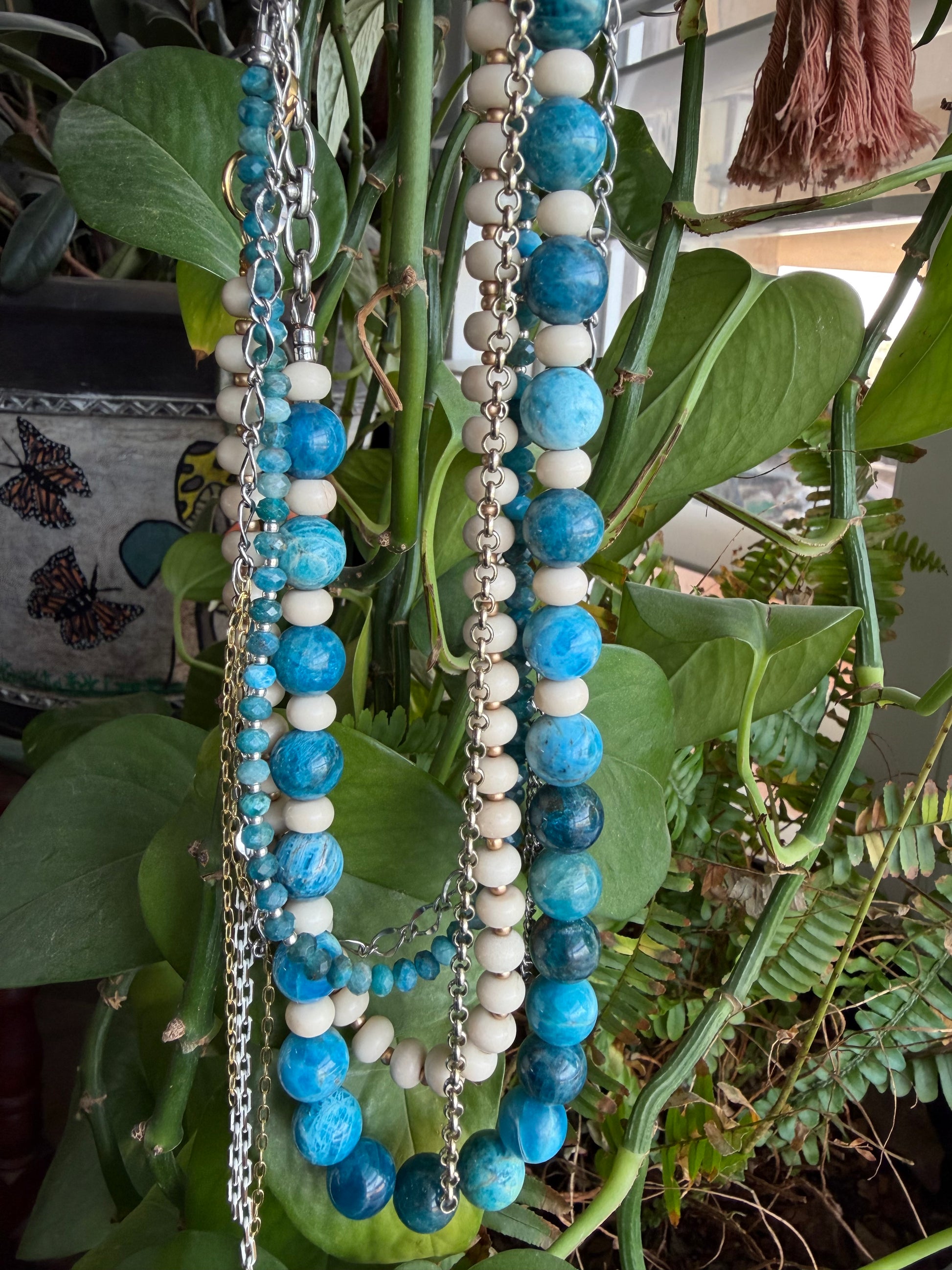 Blue Apatite & Bamboo Coral Evolve Necklace