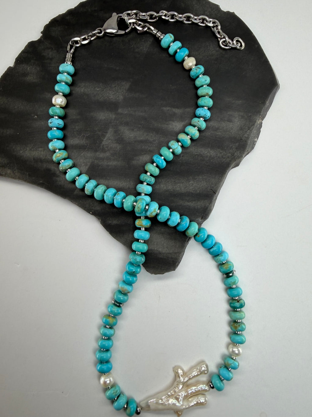 Kingman Rondel with Fresh Water Pearl