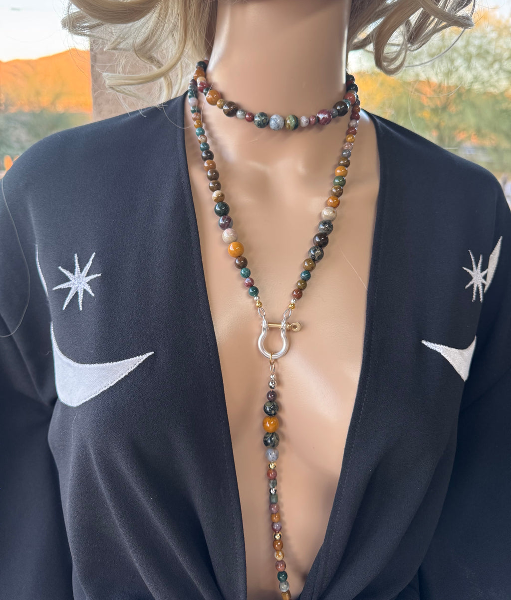 Moe Gems Signature Wrap Necklace – Ocean Jasper