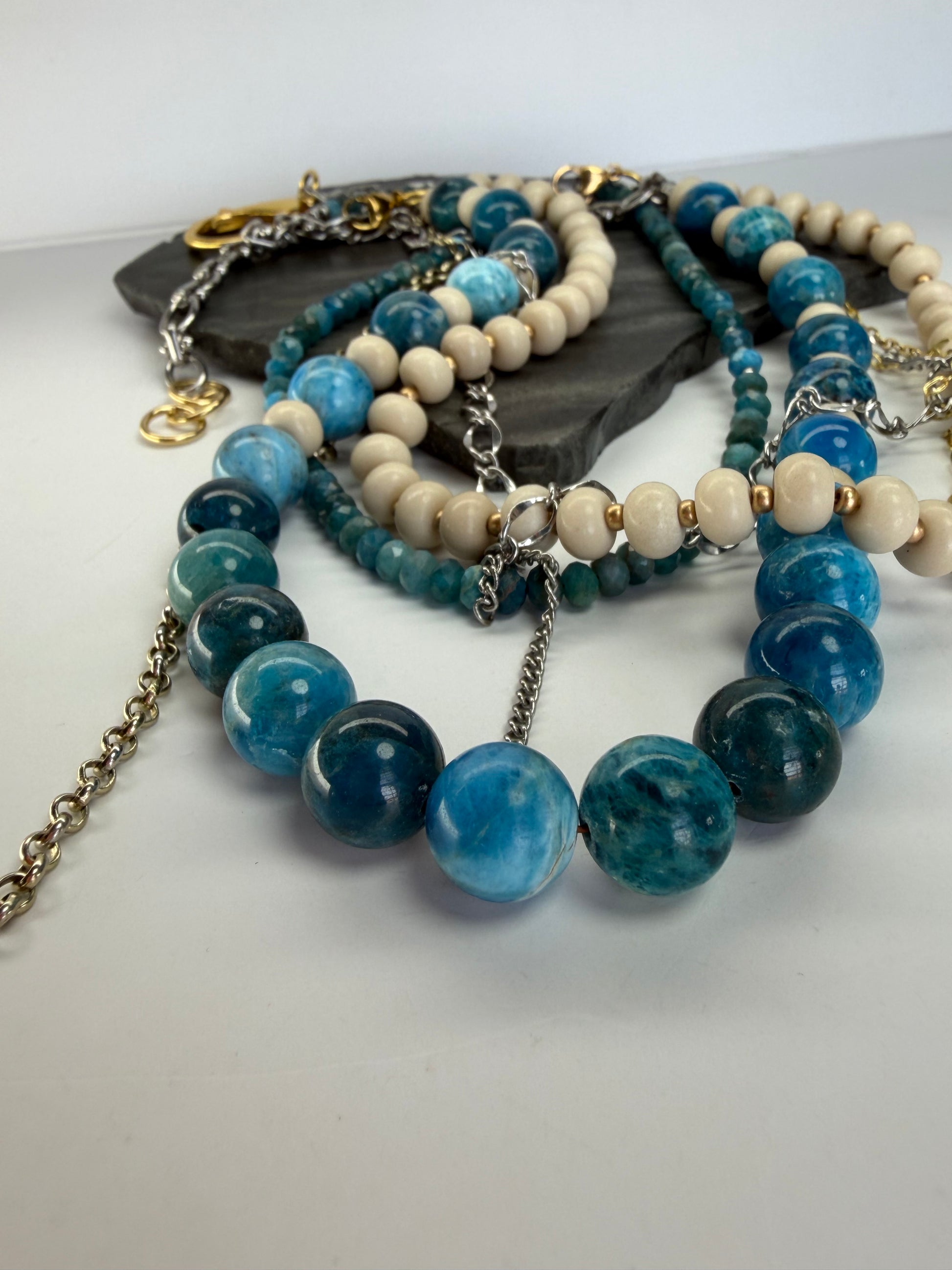 Blue Apatite & Bamboo Coral Evolve Necklace