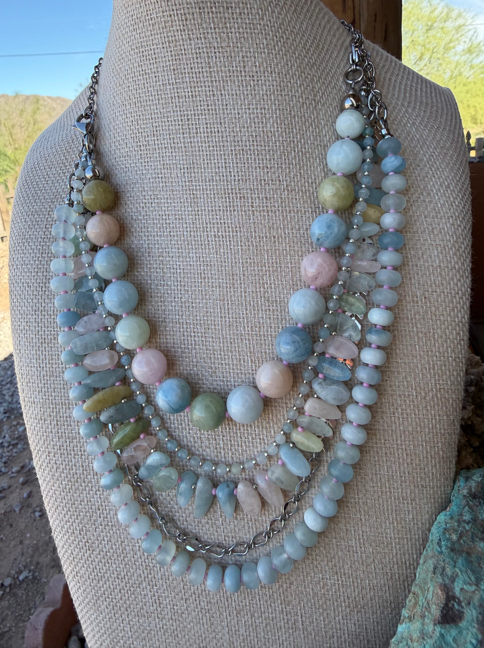 Aquamarine & Morganite Evolve Necklace