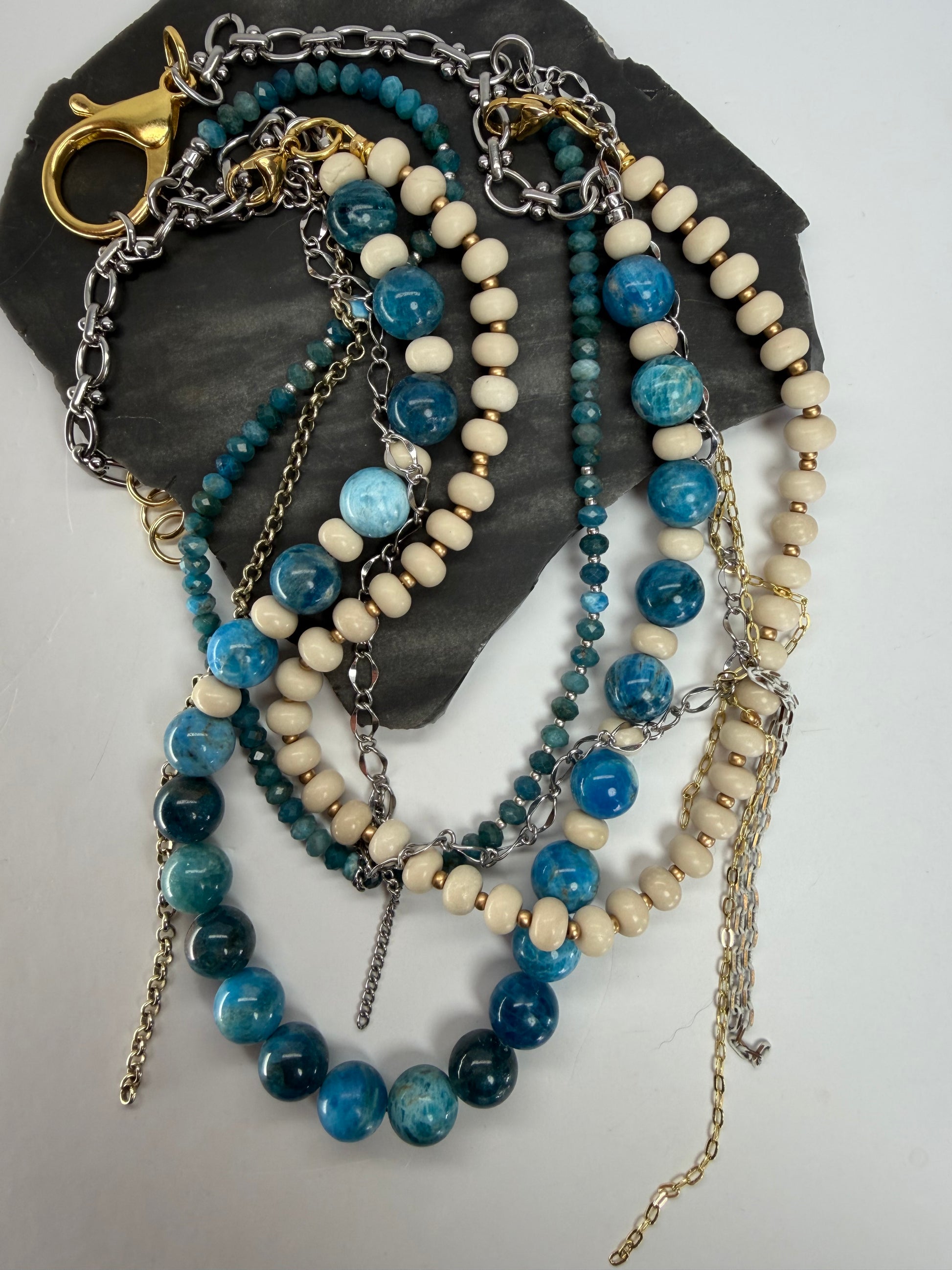 Blue Apatite & Bamboo Coral Evolve Necklace