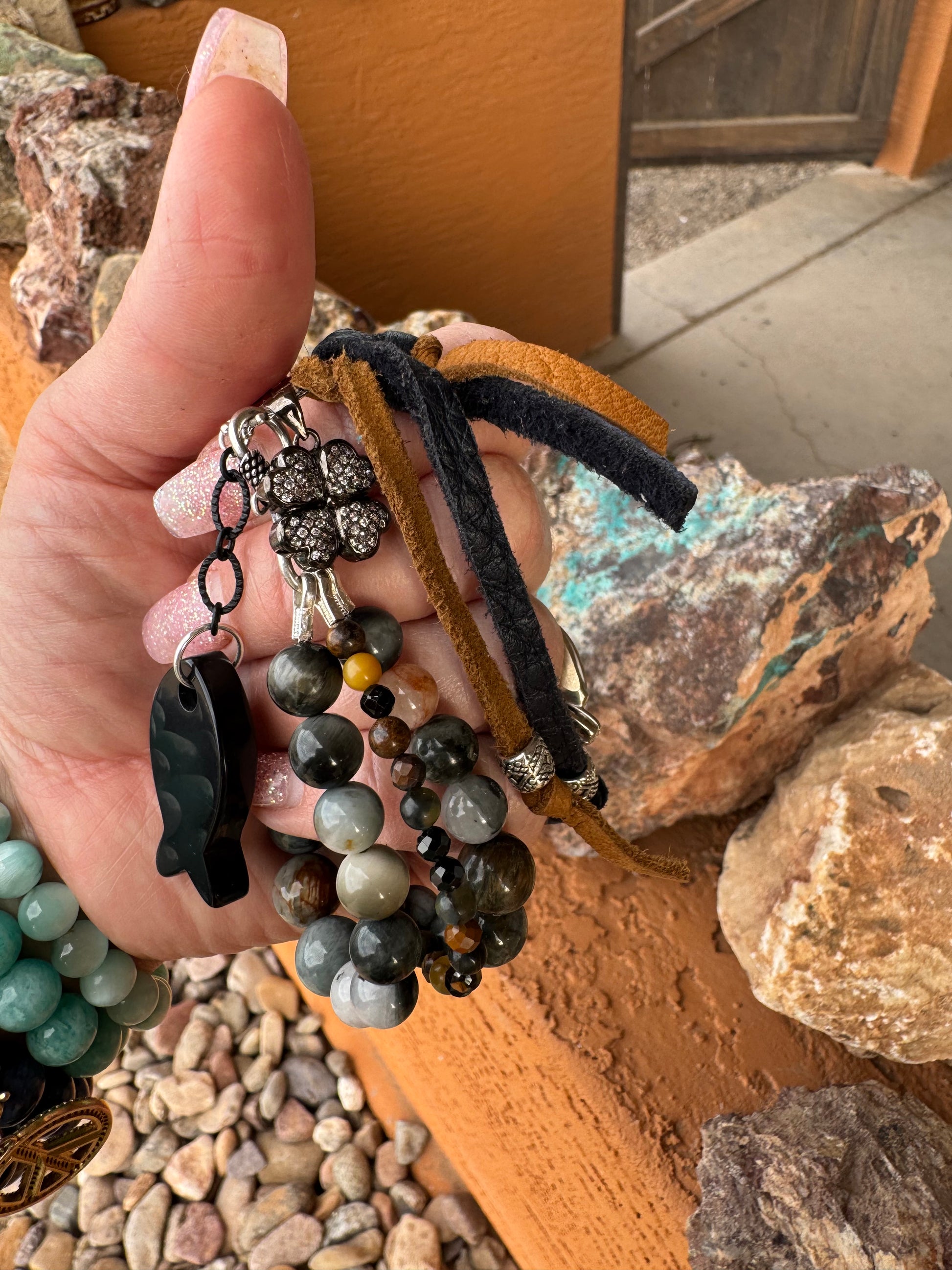 Eagle Eye & Tiger’s Eye Boho Multi Strand Bracelet