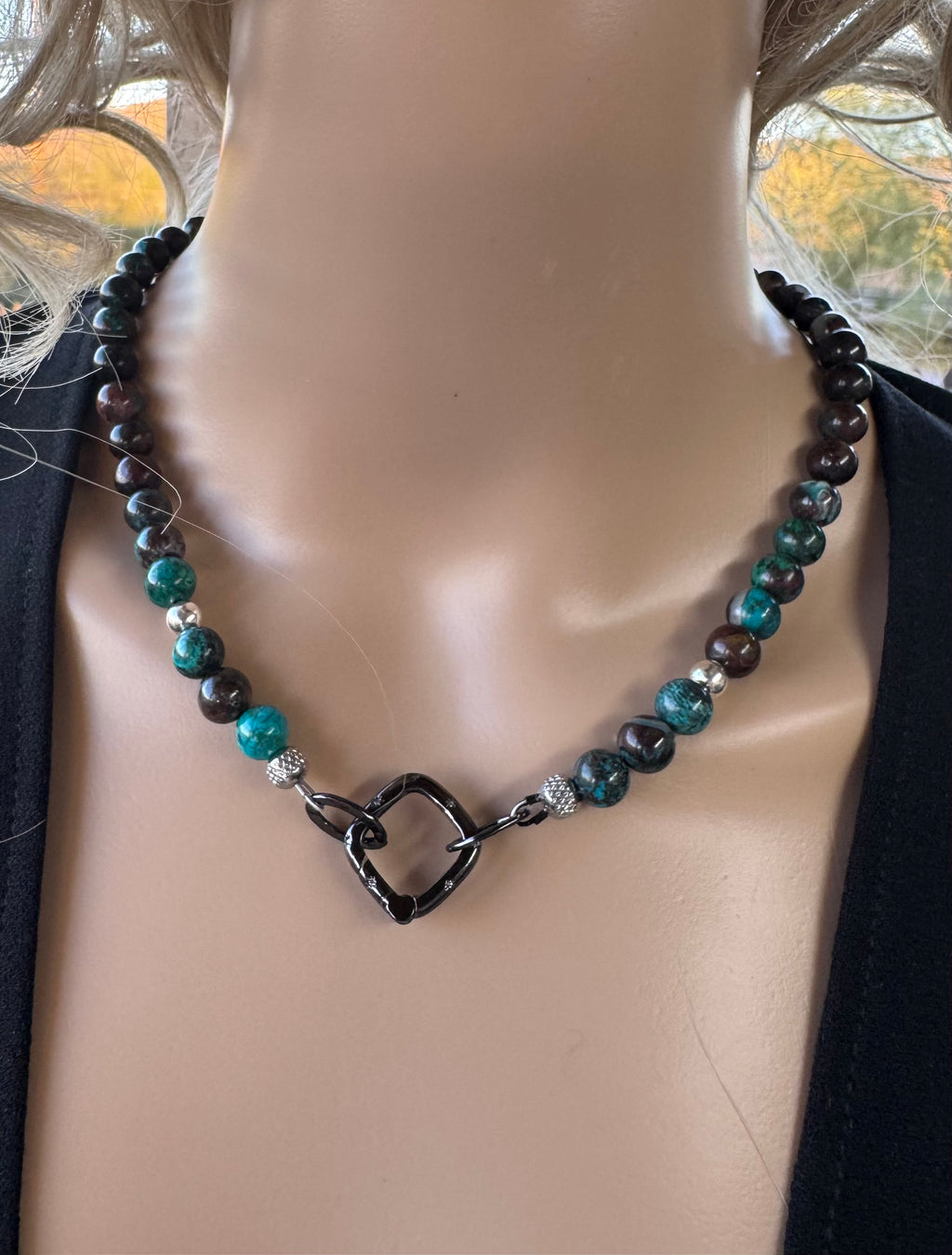 Natural Chrysocolla, Cuprite & Malachite Necklace