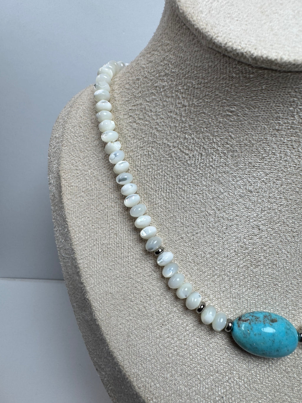 Kingman Turquoise & Baja Mother of Pearl Necklace