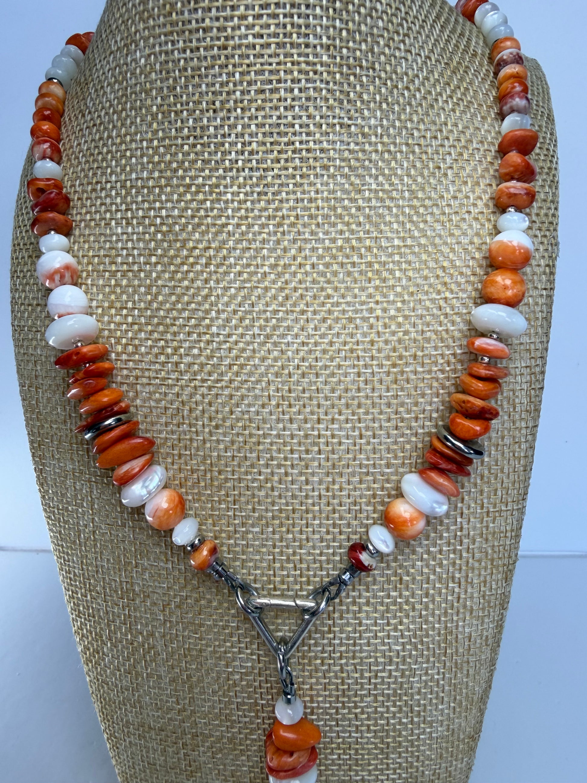 Baja Spiny Oyster & Mother of Pearl Necklace