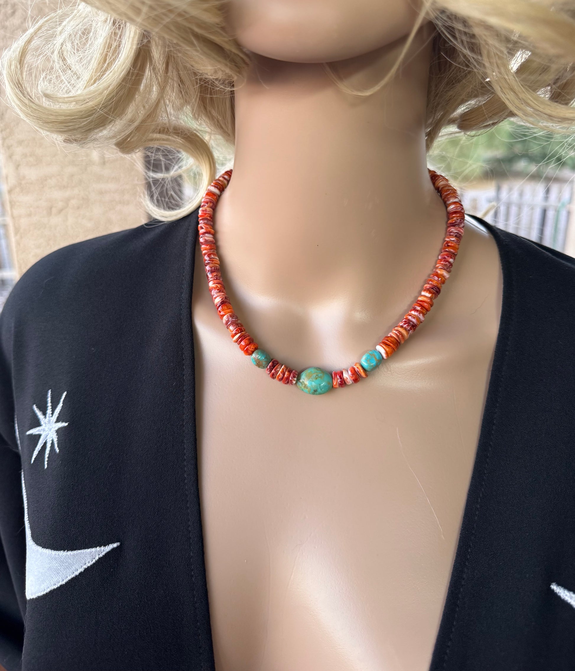 Spiny Oyster & Kingman Turquoise Necklace