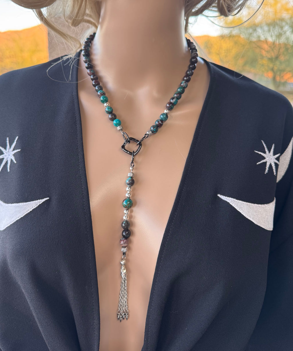 Natural Chrysocolla, Cuprite & Malachite Necklace