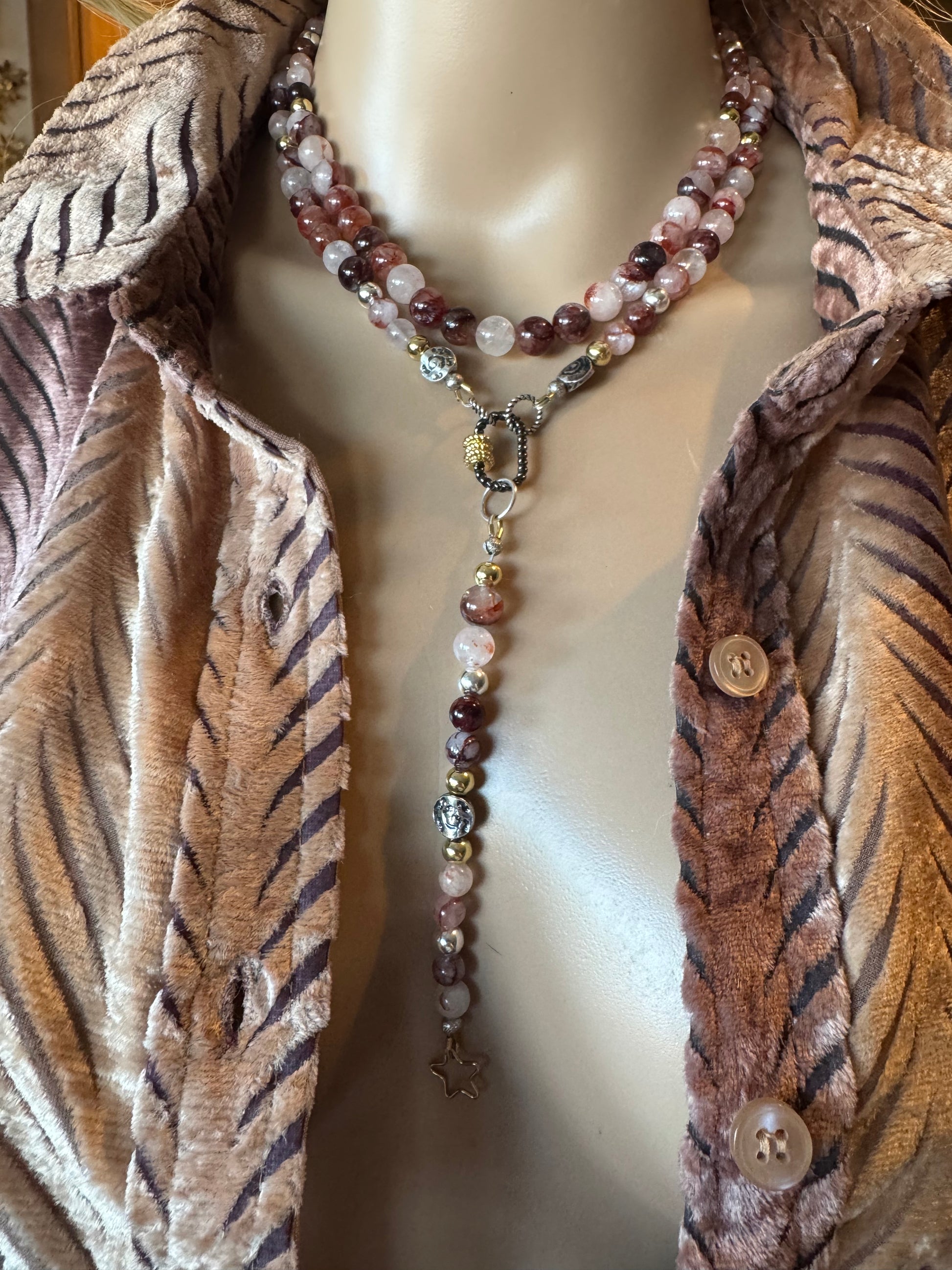 Natural Hematoid Quartz (Fire Quartz) Signature Wrap Necklace