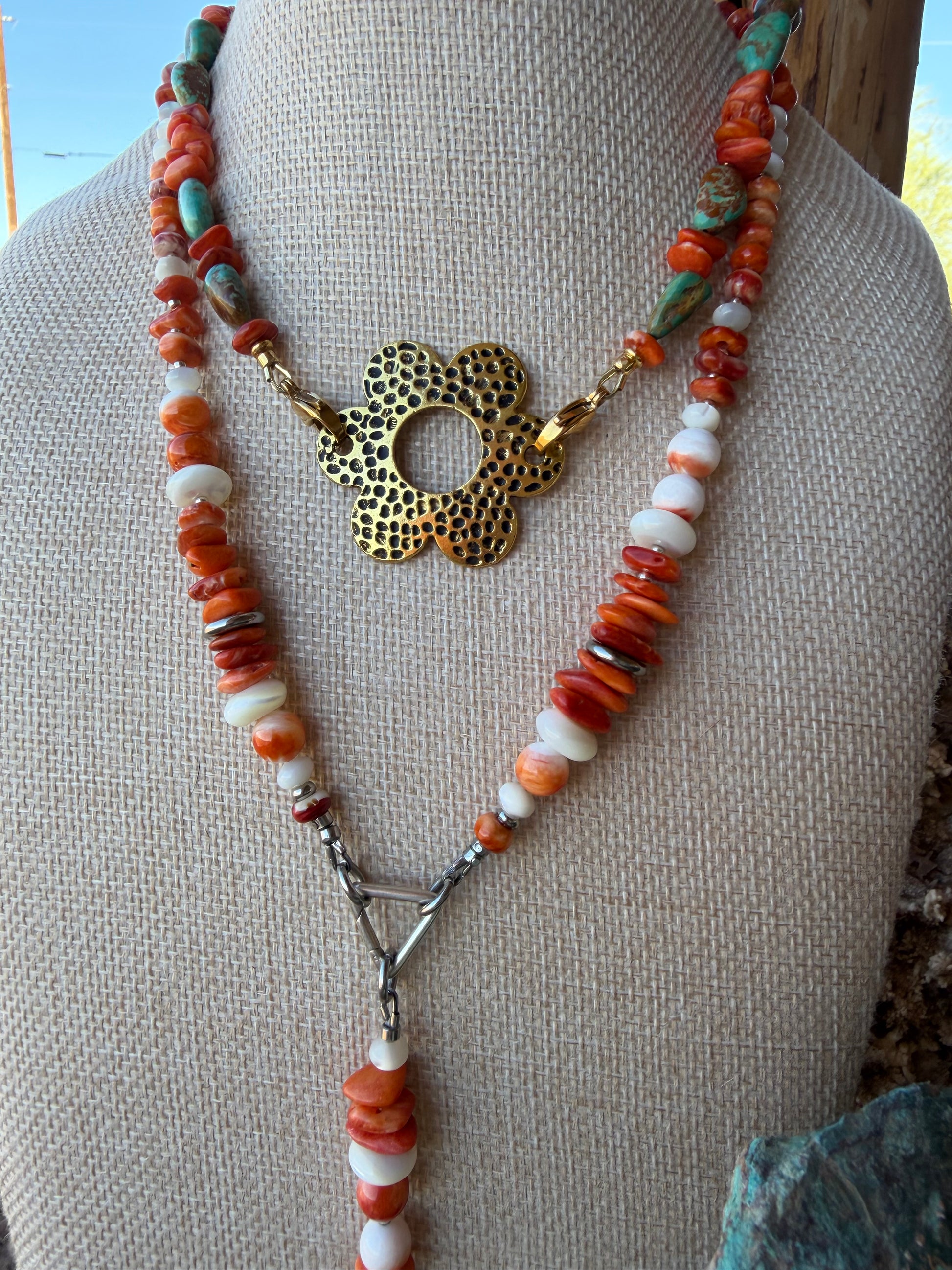 Baja Spiny Oyster & Mother of Pearl Necklace