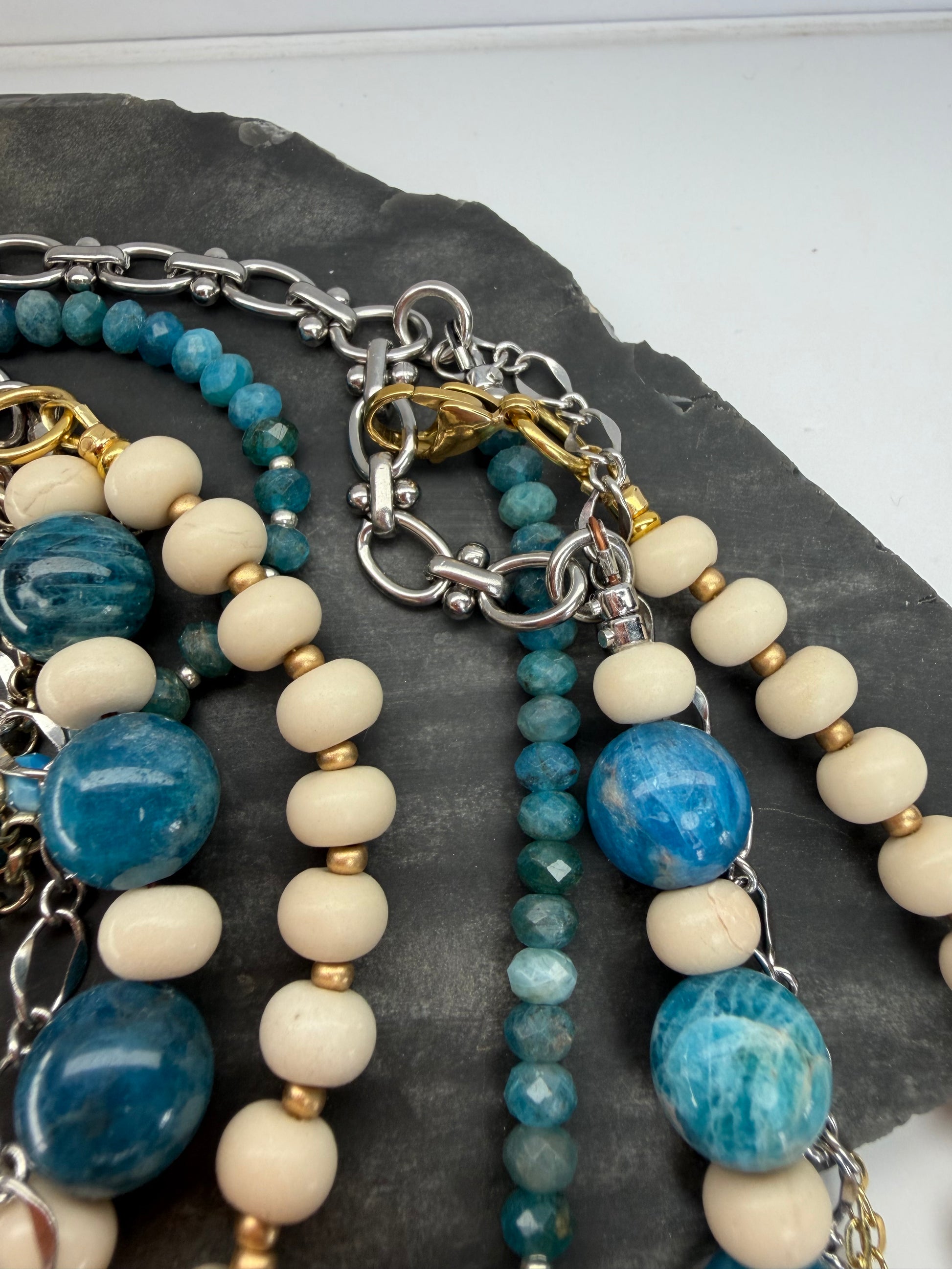Blue Apatite & Bamboo Coral Evolve Necklace
