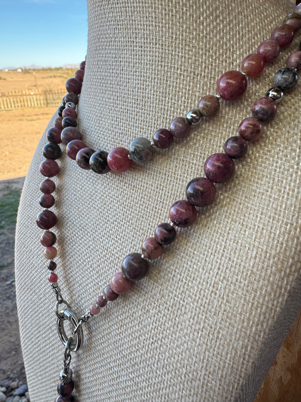 Rhodonite with Matrix Wrap Necklace