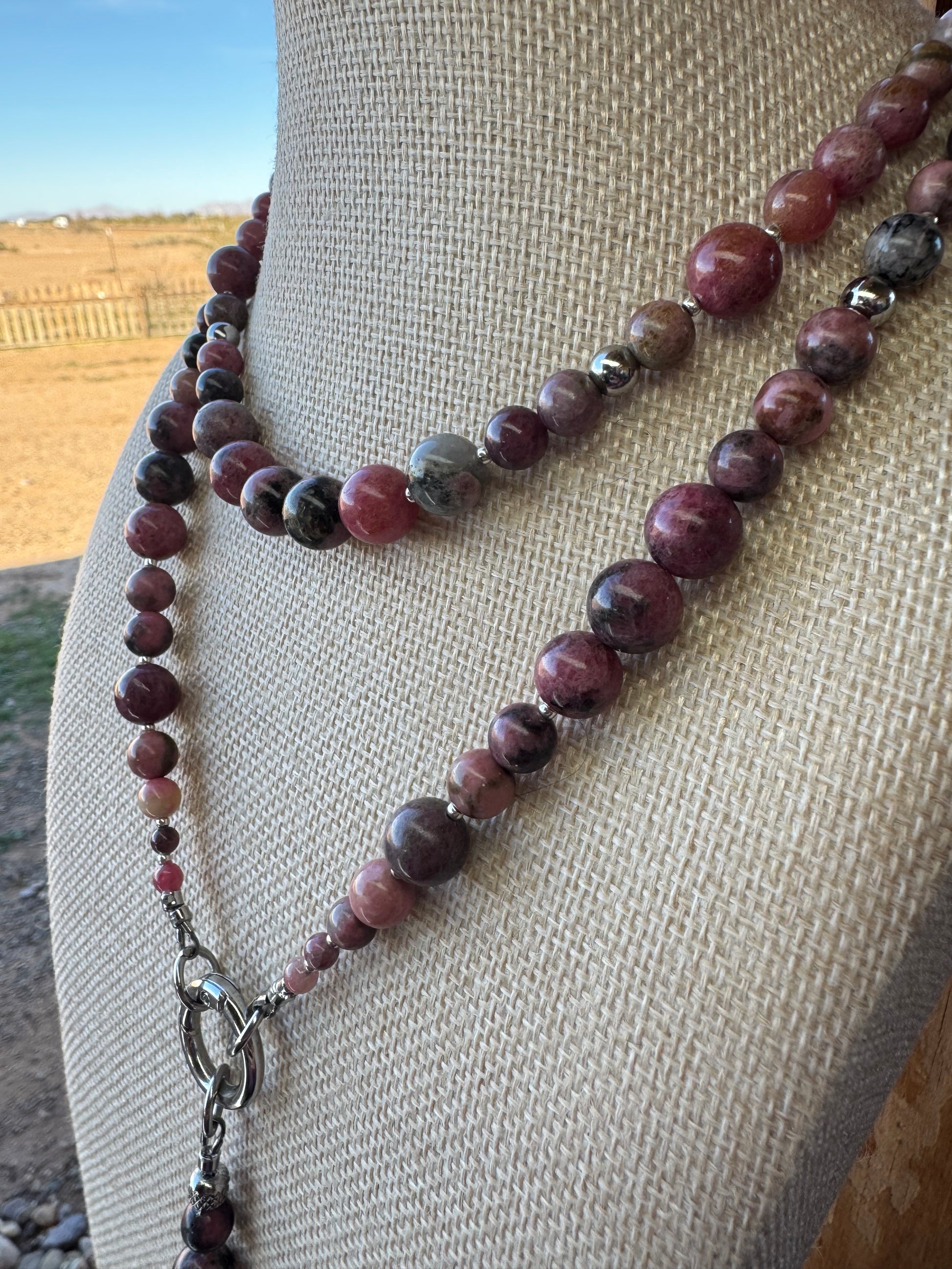 Rhodonite with Matrix Wrap Necklace